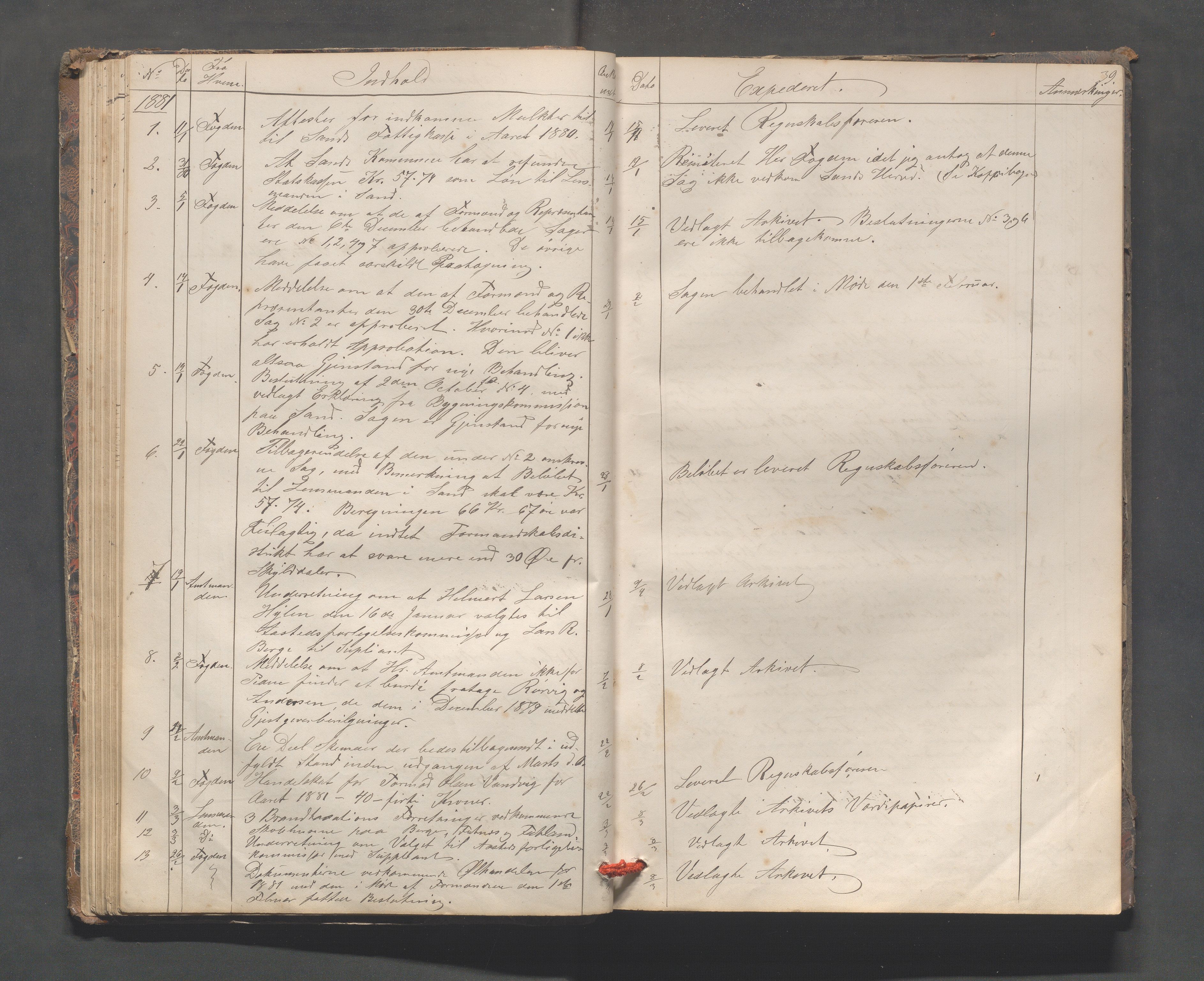 Sand kommune - Formannskapet, IKAR/K-102092/C/Ca/L0001: Brevjournal, 1859-1902, p. 39