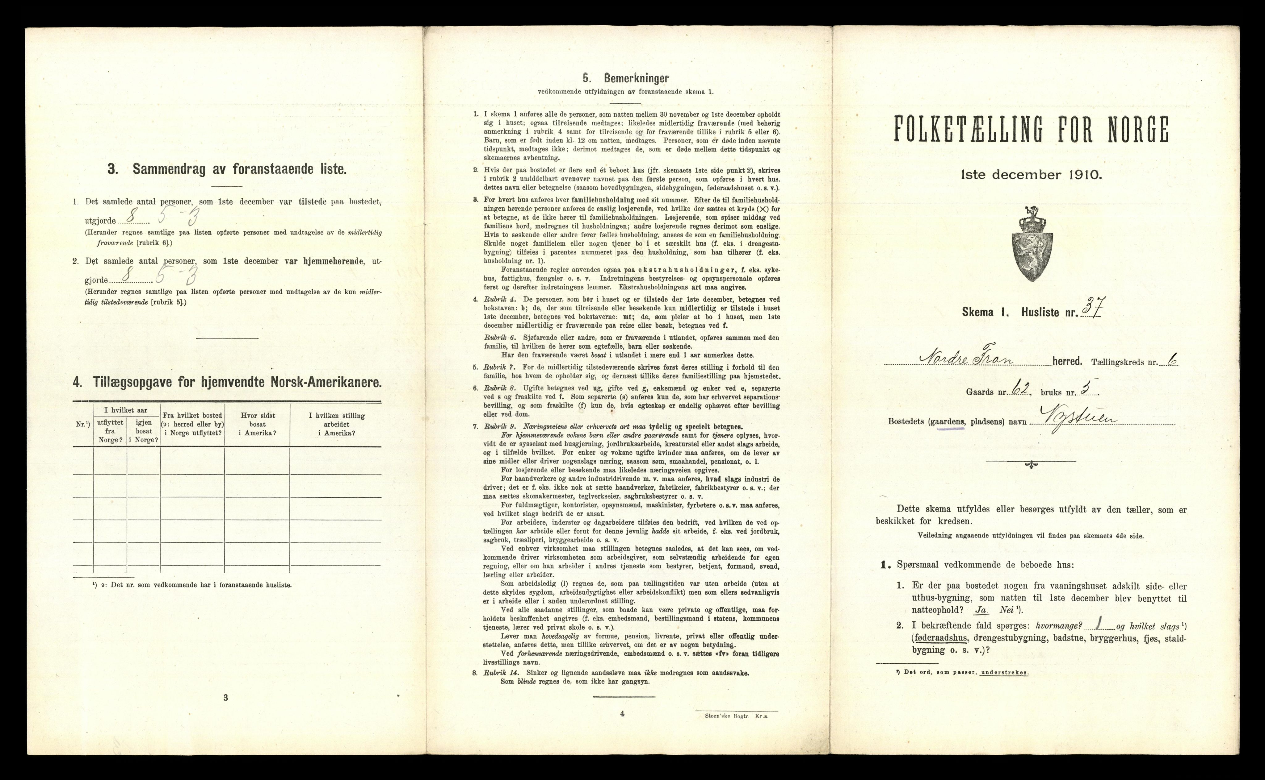 RA, 1910 census for Nord-Fron, 1910, p. 774