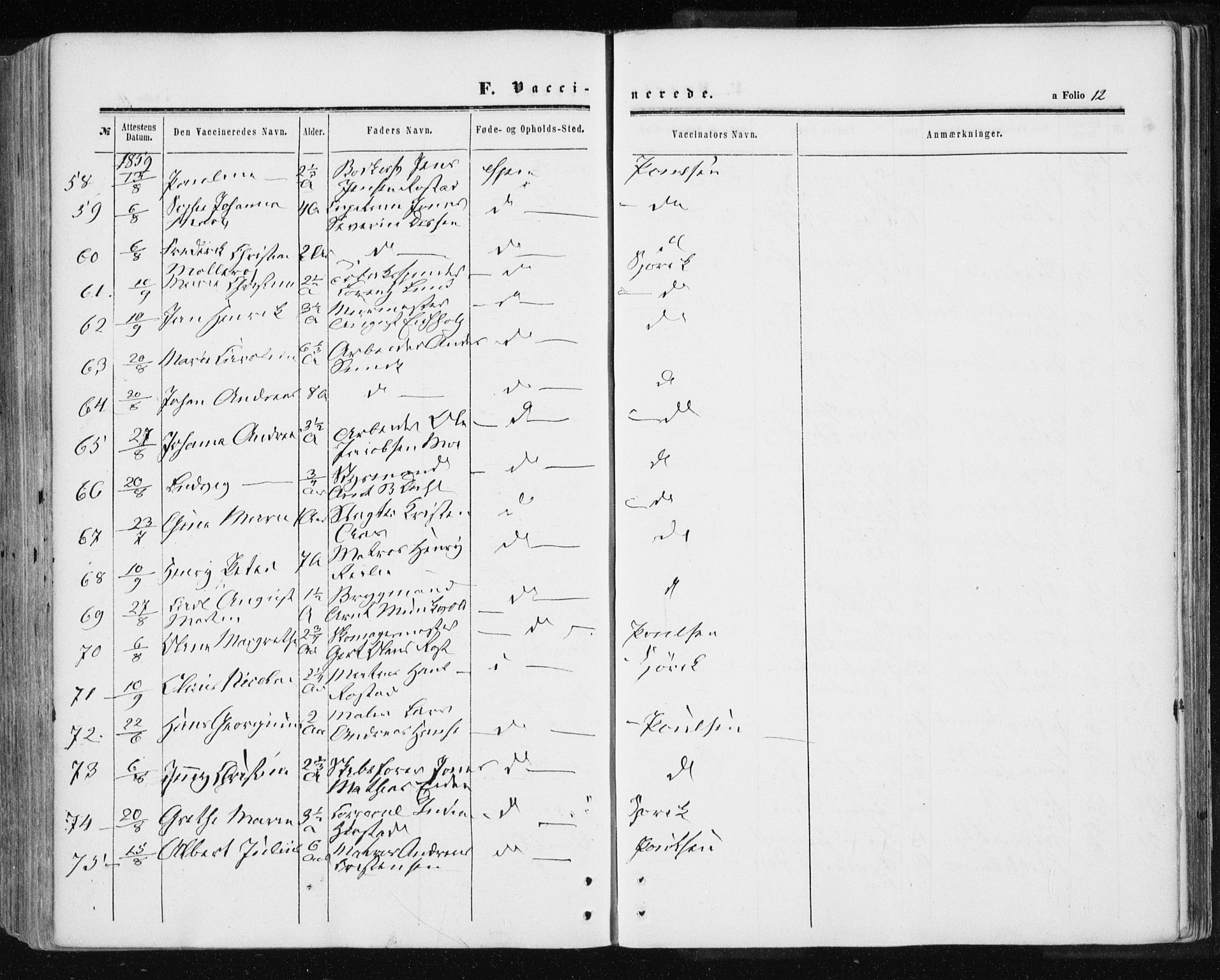 Ministerialprotokoller, klokkerbøker og fødselsregistre - Sør-Trøndelag, AV/SAT-A-1456/601/L0053: Parish register (official) no. 601A21, 1857-1865, p. 12