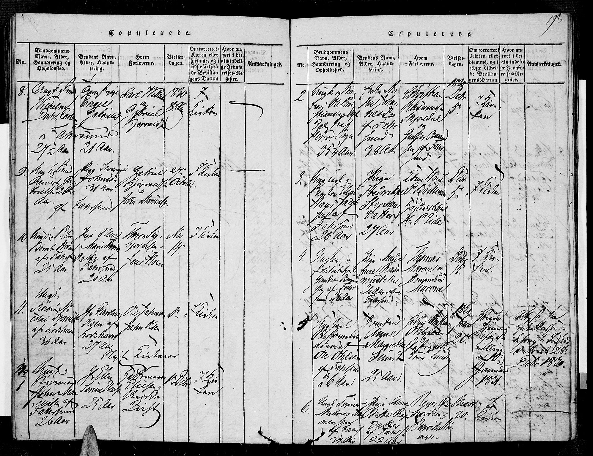 Farsund sokneprestkontor, SAK/1111-0009/F/Fa/L0002: Parish register (official) no. A 2, 1815-1836, p. 198