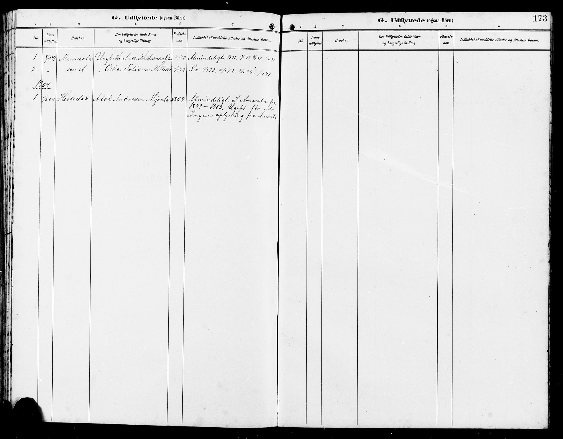 Bakke sokneprestkontor, SAK/1111-0002/F/Fb/Fba/L0003: Parish register (copy) no. B 3, 1894-1910, p. 173