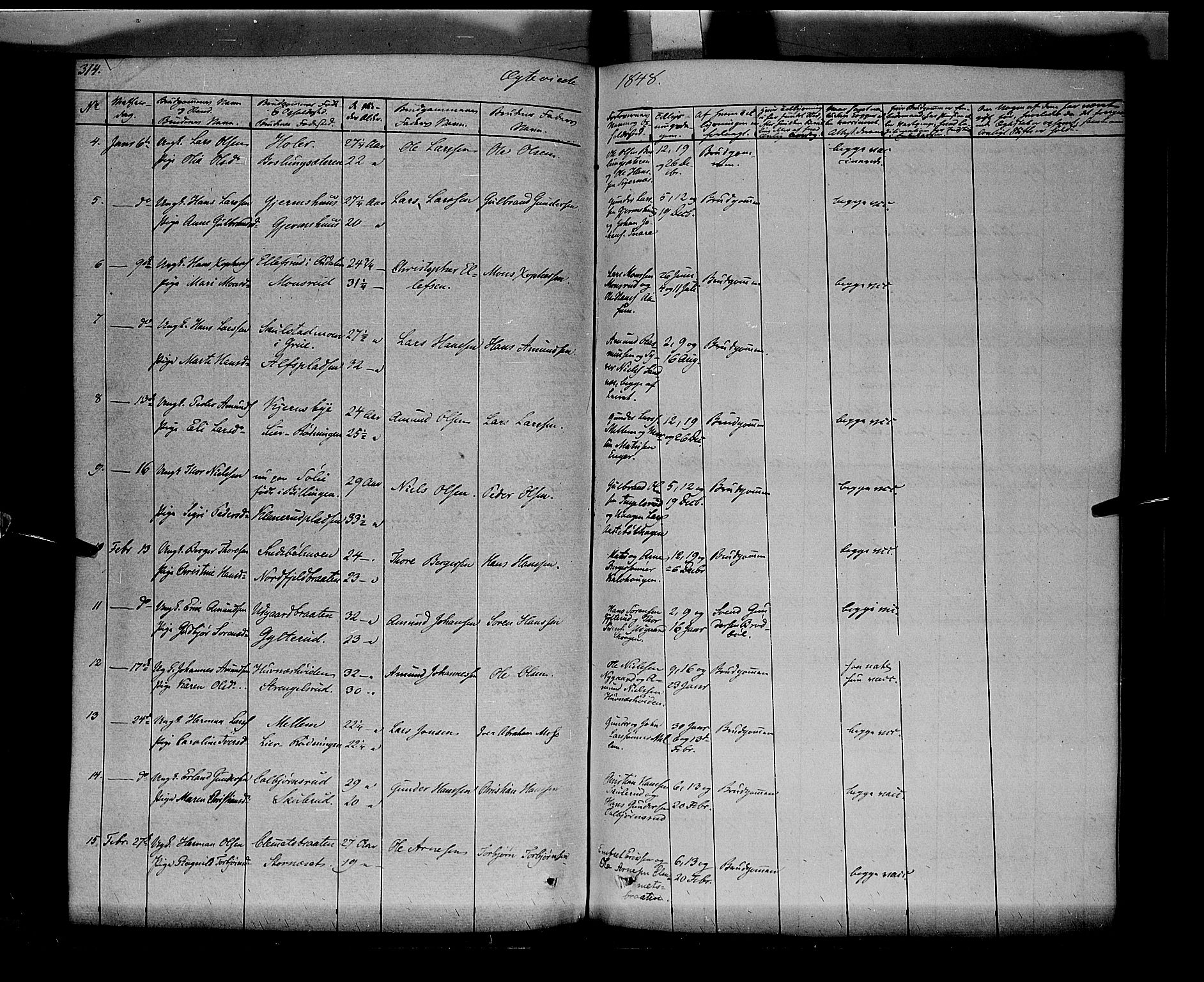 Vinger prestekontor, SAH/PREST-024/H/Ha/Haa/L0009: Parish register (official) no. 9, 1847-1855, p. 314