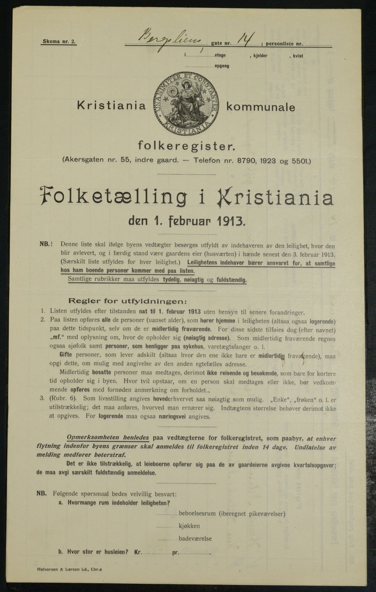 OBA, Municipal Census 1913 for Kristiania, 1913, p. 4164