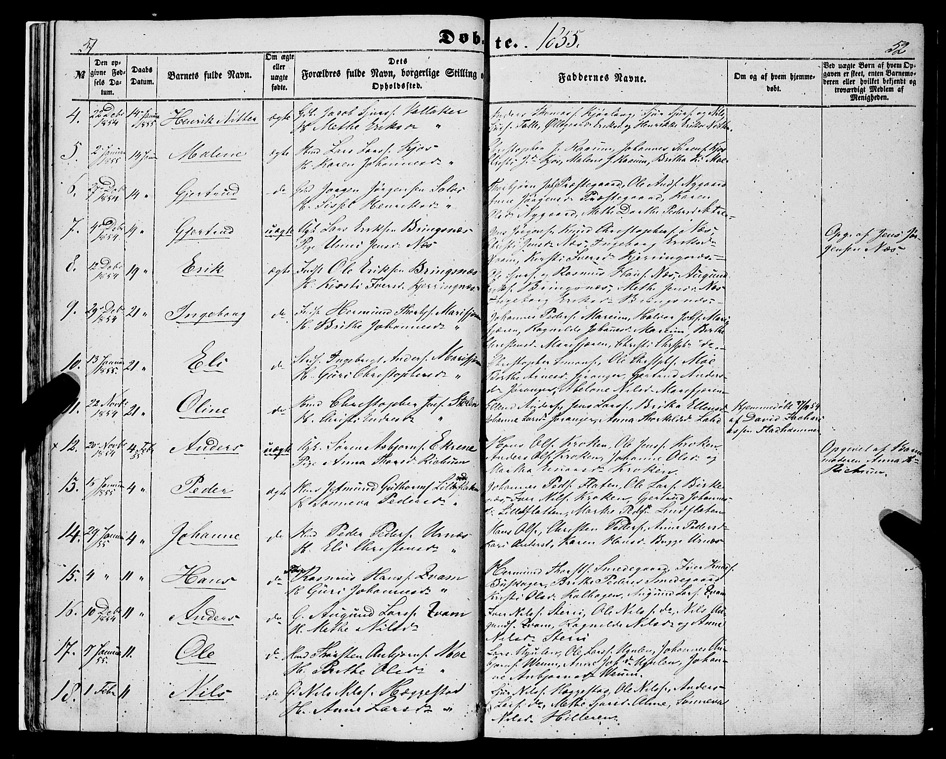 Hafslo sokneprestembete, SAB/A-80301/H/Haa/Haaa/L0009: Parish register (official) no. A 9, 1852-1873, p. 51-52