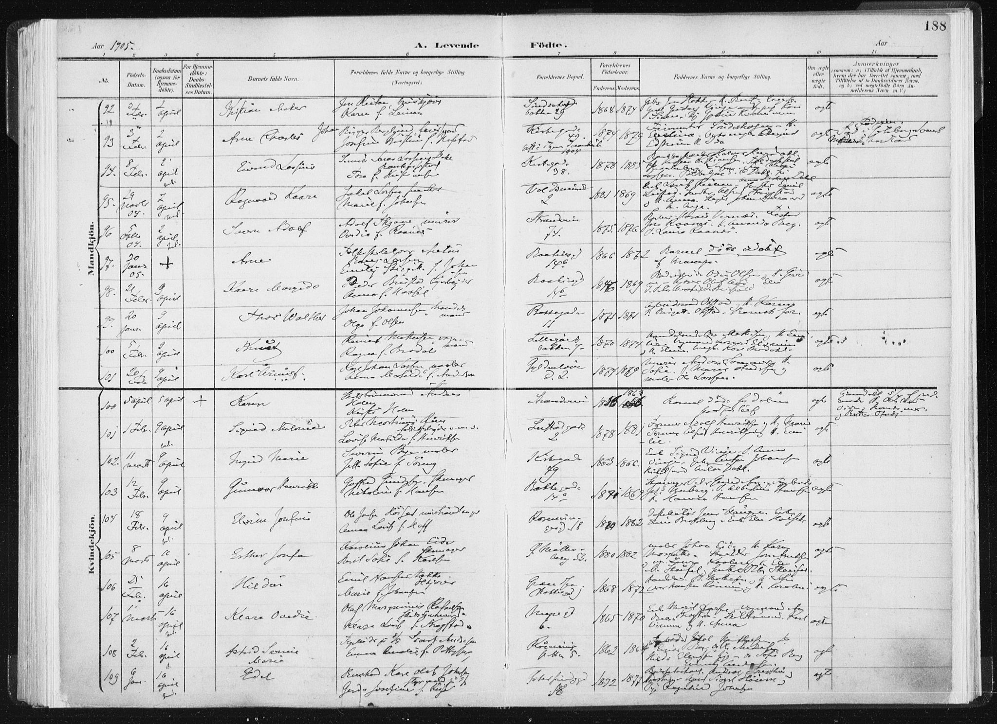 Ministerialprotokoller, klokkerbøker og fødselsregistre - Sør-Trøndelag, SAT/A-1456/604/L0199: Parish register (official) no. 604A20I, 1901-1906, p. 188