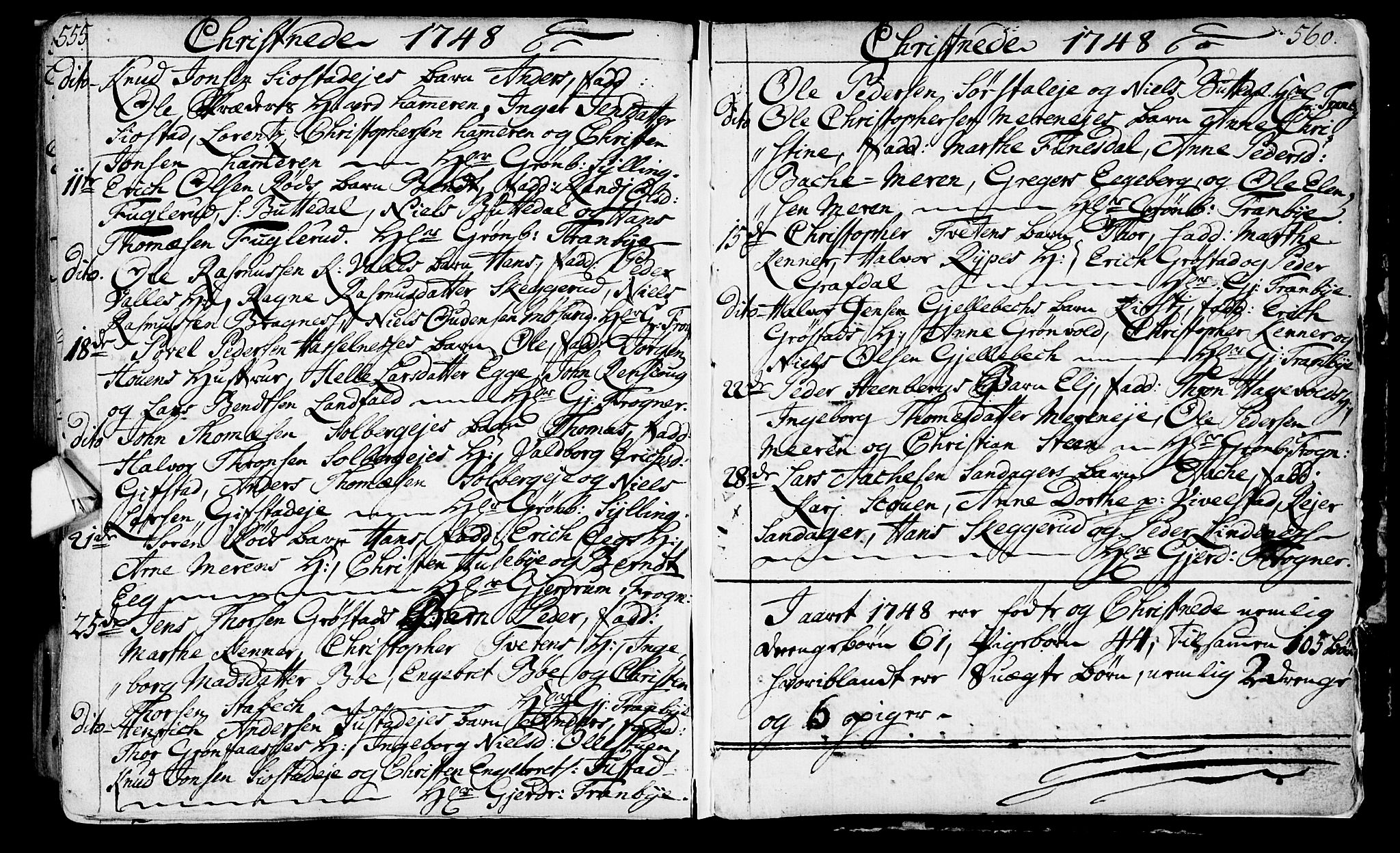 Lier kirkebøker, AV/SAKO-A-230/F/Fa/L0003: Parish register (official) no. I 3, 1727-1748, p. 555-556