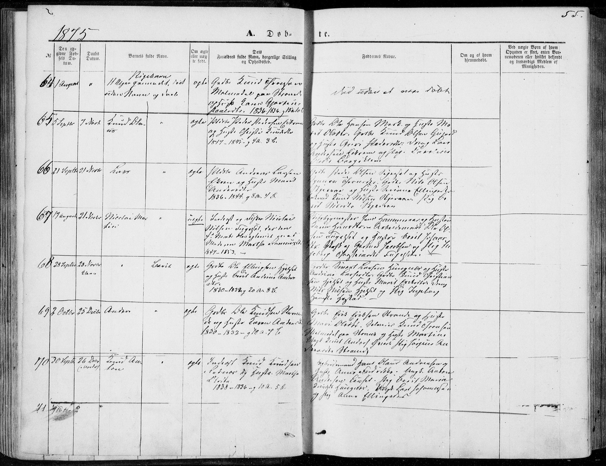 Ministerialprotokoller, klokkerbøker og fødselsregistre - Møre og Romsdal, AV/SAT-A-1454/555/L0655: Parish register (official) no. 555A05, 1869-1886, p. 55