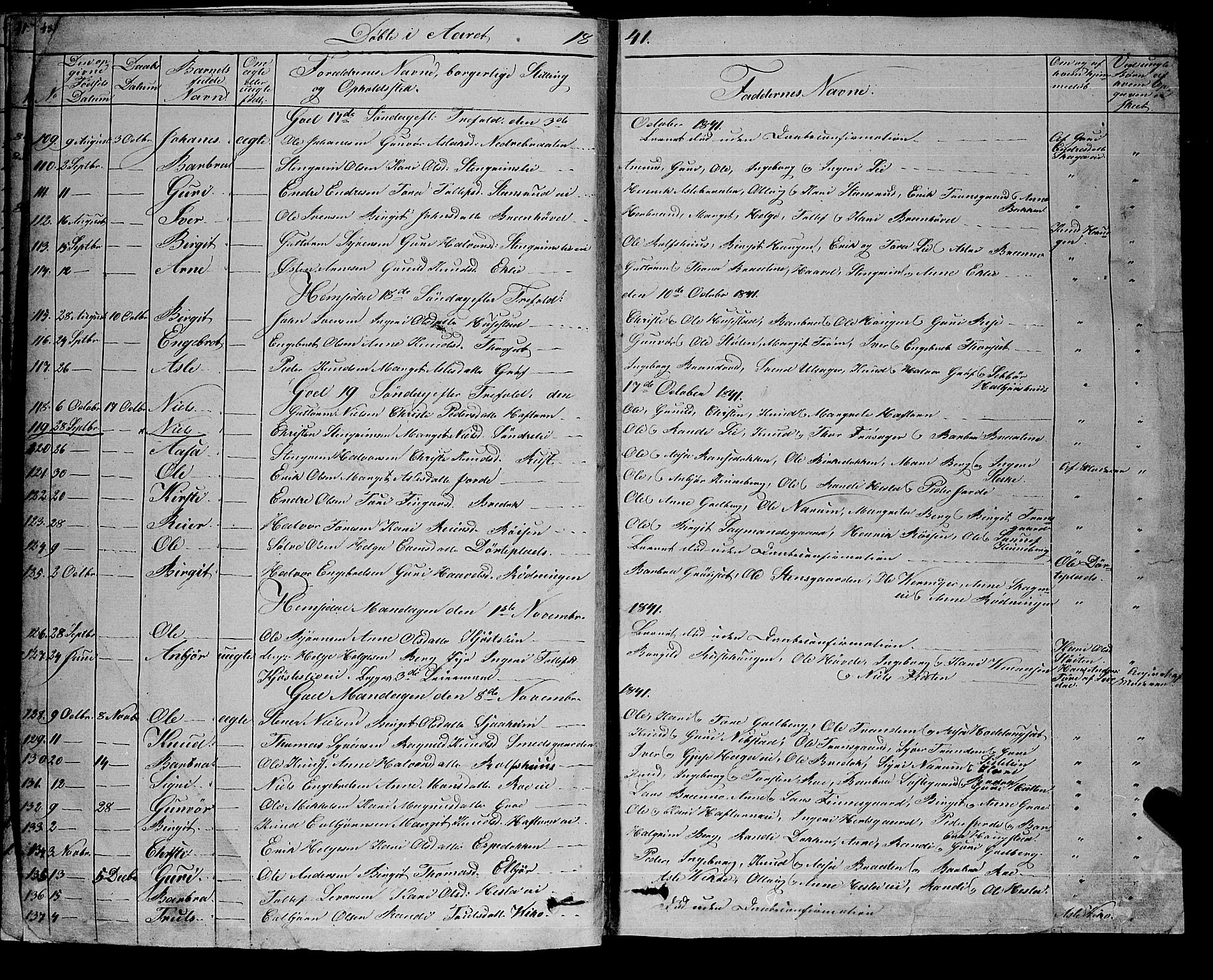 Gol kirkebøker, SAKO/A-226/F/Fa/L0002: Parish register (official) no. I 2, 1837-1863, p. 43-44