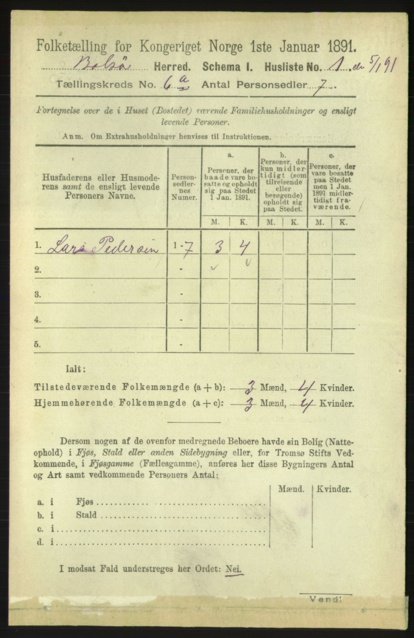 RA, 1891 census for 1544 Bolsøy, 1891, p. 3692