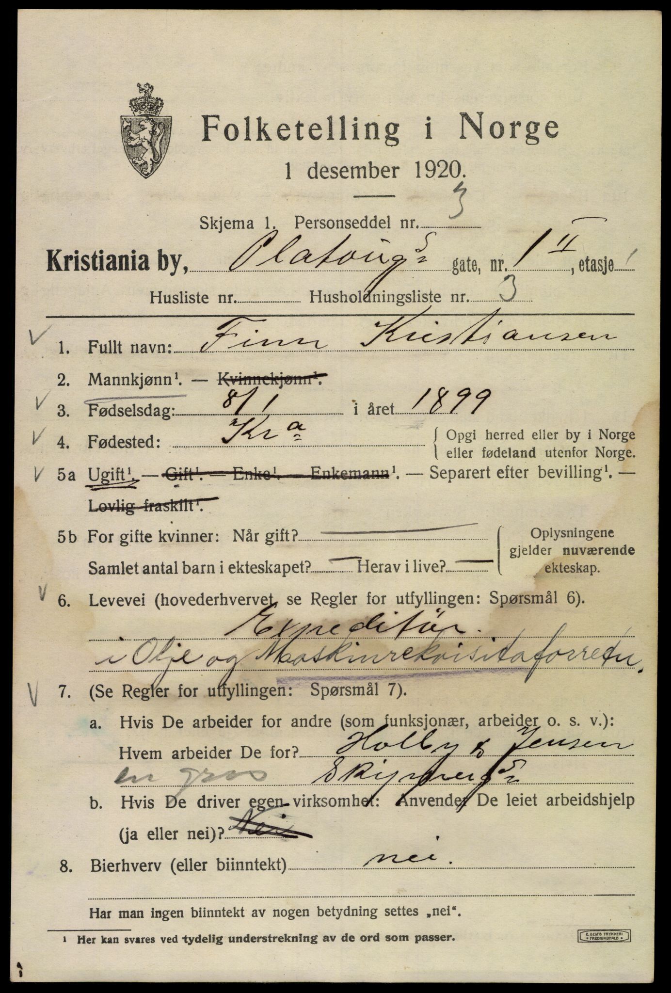 SAO, 1920 census for Kristiania, 1920, p. 453221