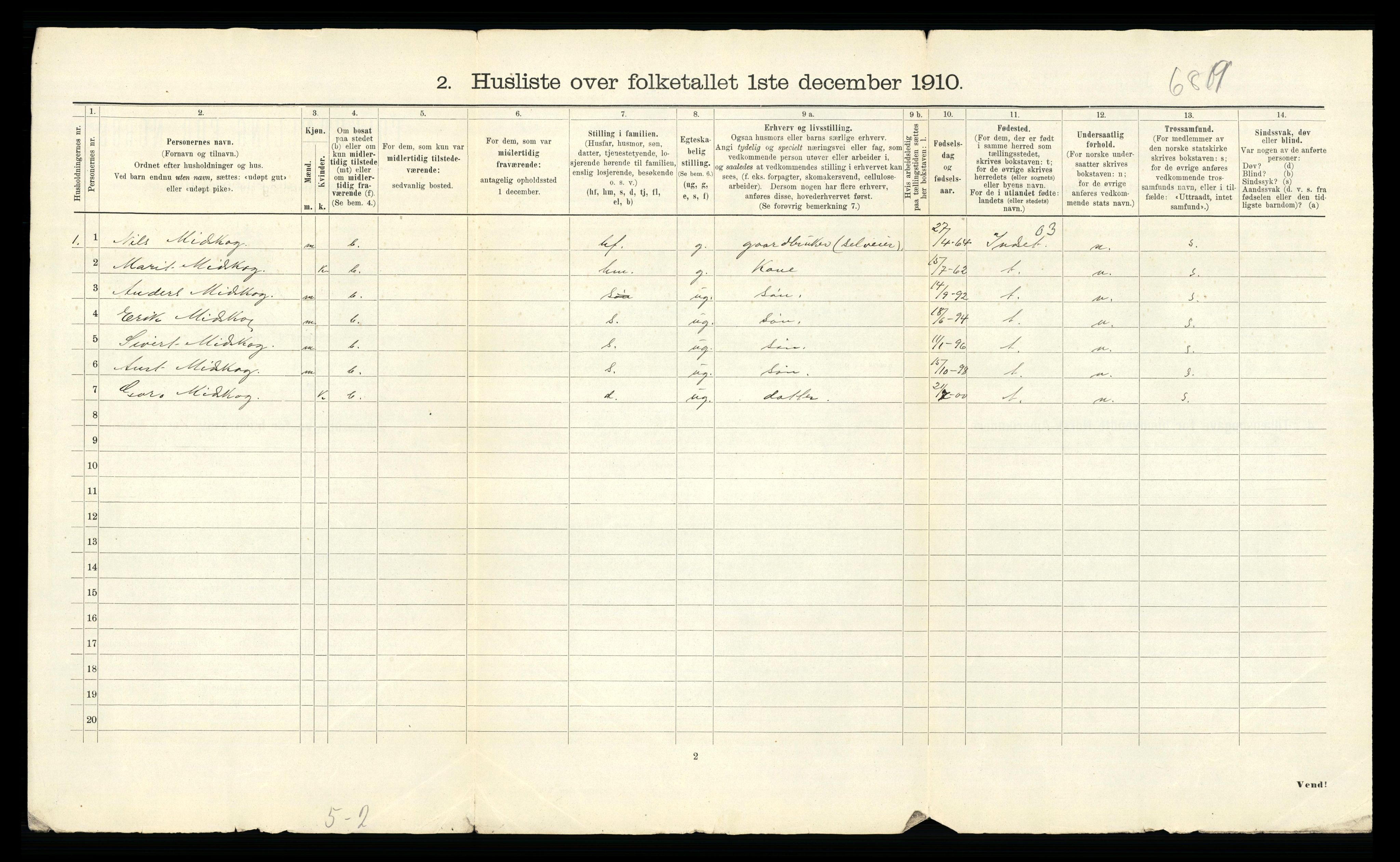 RA, 1910 census for Oppdal, 1910, p. 50