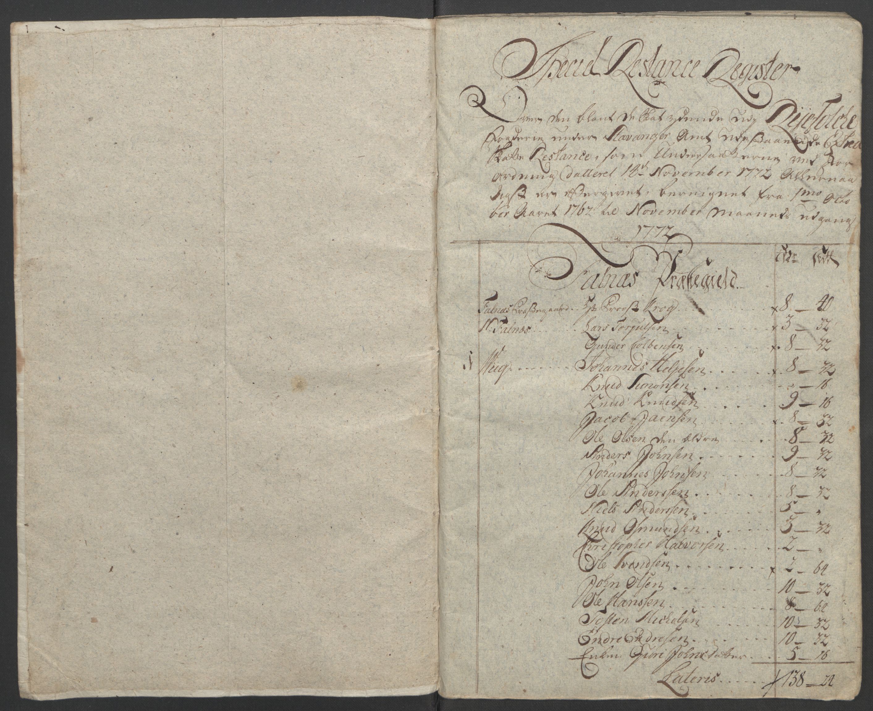 Rentekammeret inntil 1814, Reviderte regnskaper, Fogderegnskap, AV/RA-EA-4092/R47/L2972: Ekstraskatten Ryfylke, 1762-1780, p. 309