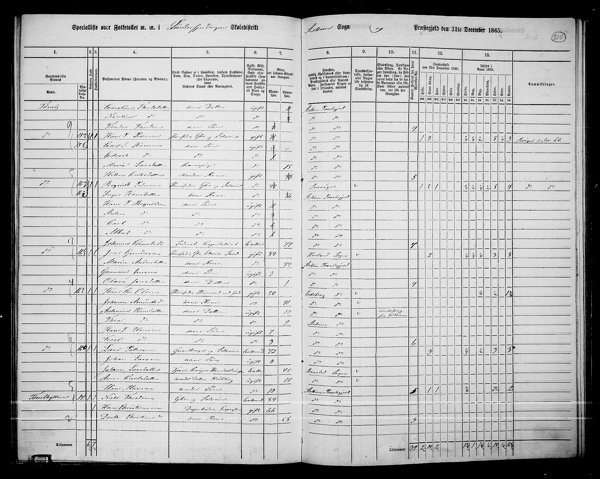 RA, 1865 census for Askim, 1865, p. 72