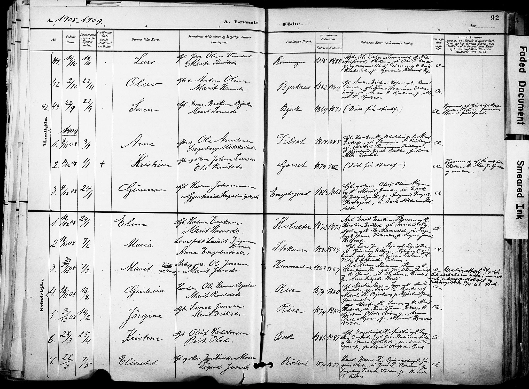 Ministerialprotokoller, klokkerbøker og fødselsregistre - Sør-Trøndelag, SAT/A-1456/678/L0902: Parish register (official) no. 678A11, 1895-1911, p. 92