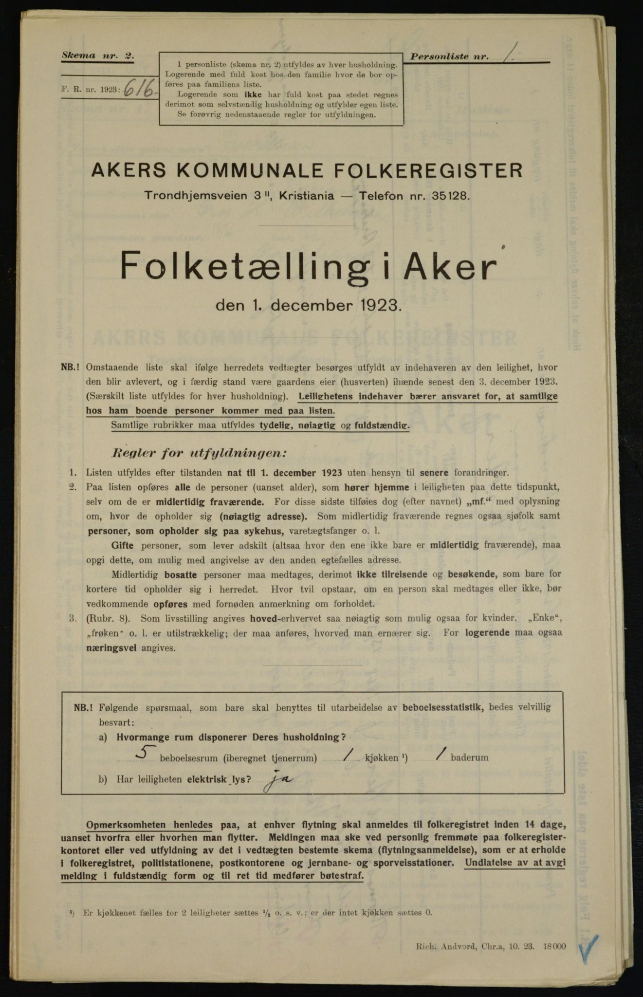 , Municipal Census 1923 for Aker, 1923, p. 40409