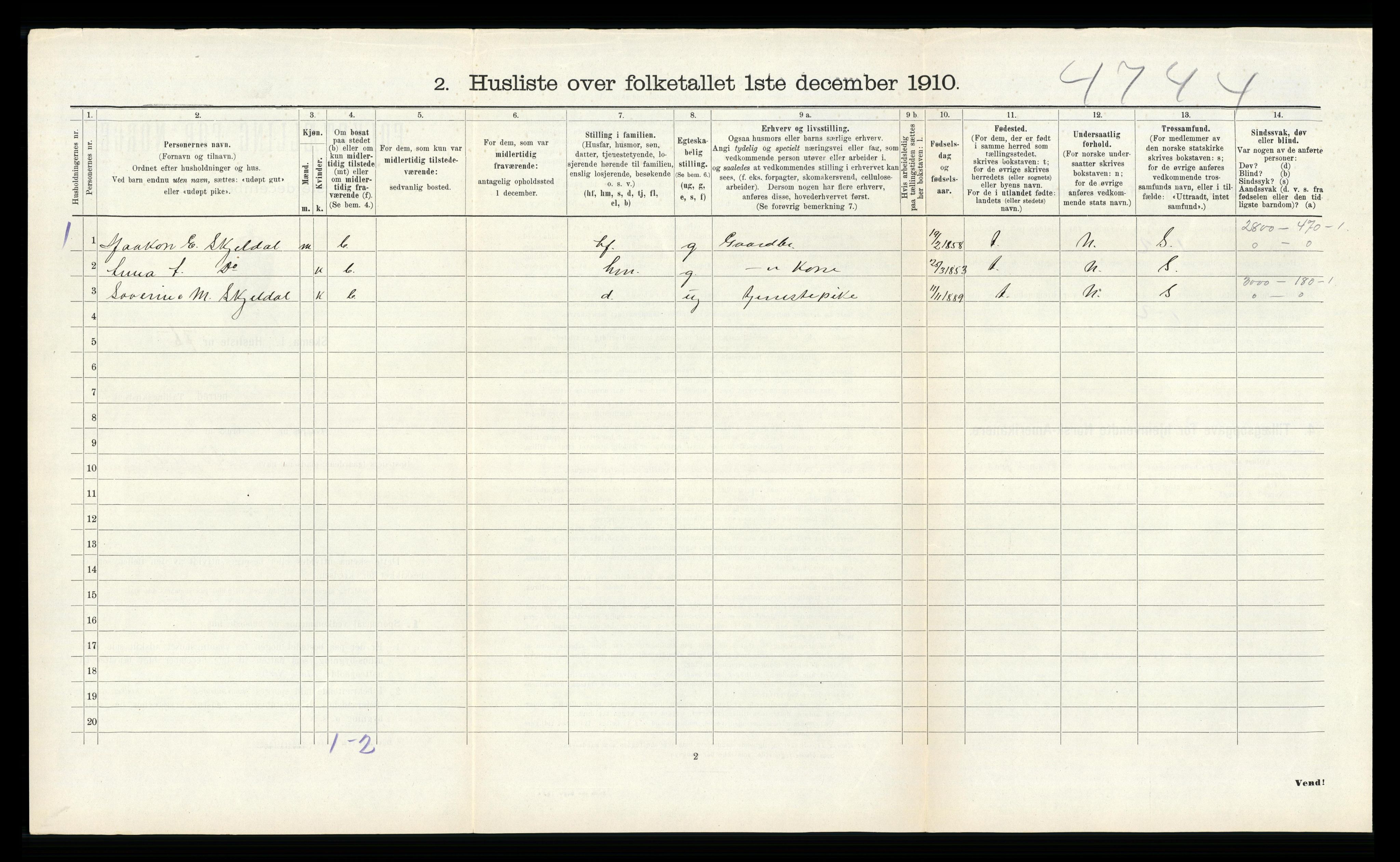 RA, 1910 census for Etne, 1910, p. 265