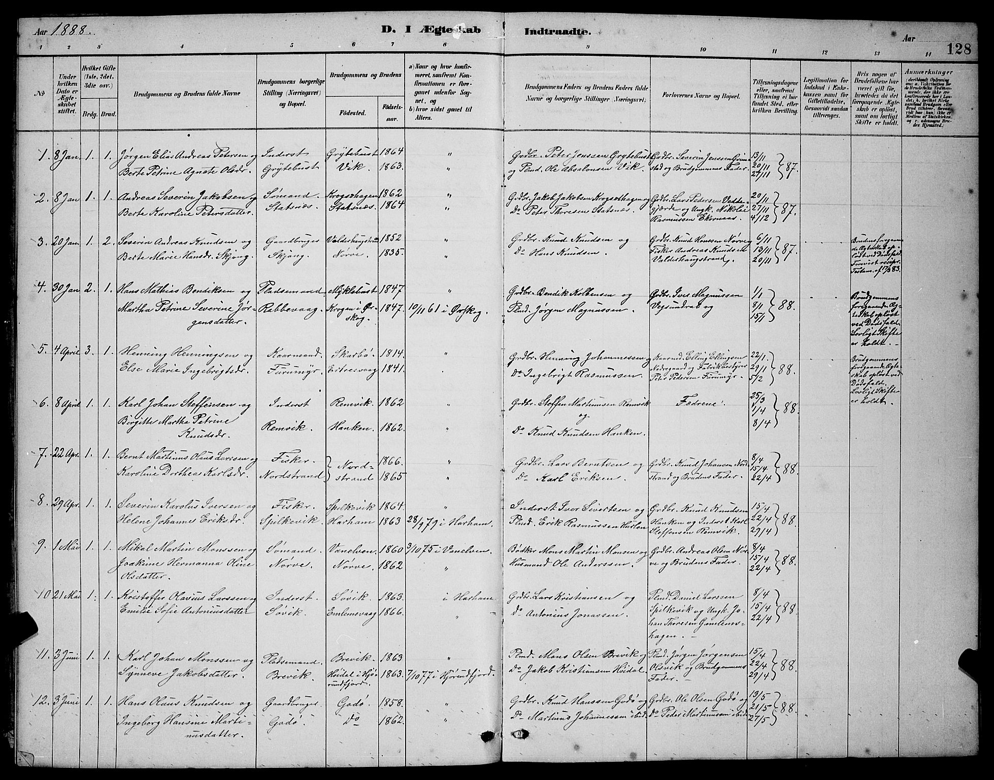 Ministerialprotokoller, klokkerbøker og fødselsregistre - Møre og Romsdal, AV/SAT-A-1454/528/L0430: Parish register (copy) no. 528C11, 1884-1899, p. 128