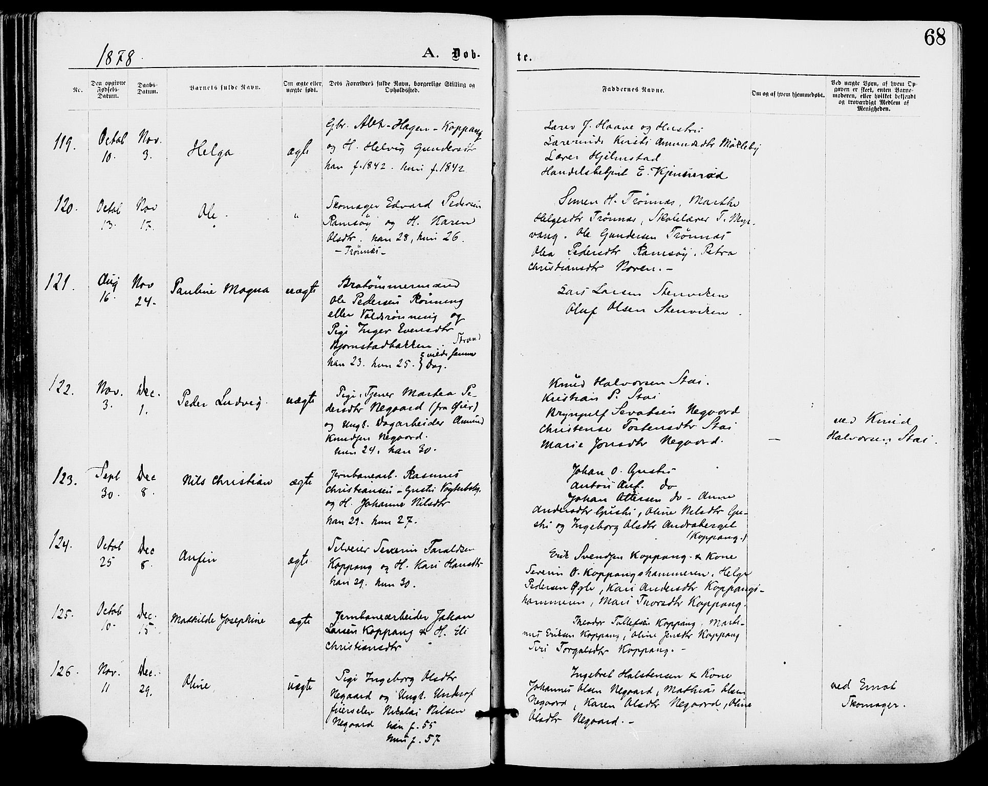 Stor-Elvdal prestekontor, SAH/PREST-052/H/Ha/Haa/L0001: Parish register (official) no. 1, 1871-1882, p. 68