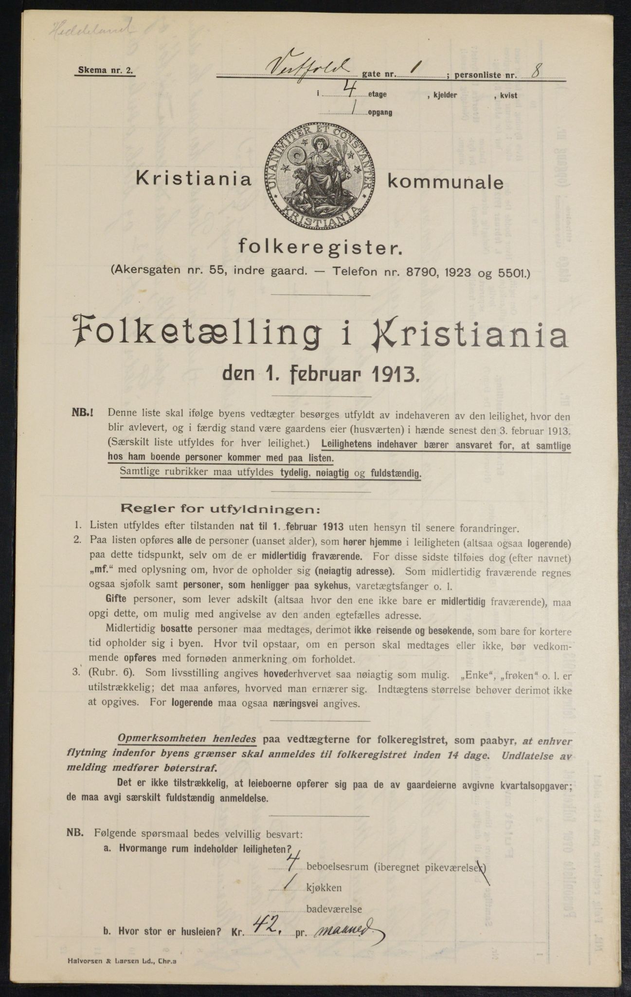 OBA, Municipal Census 1913 for Kristiania, 1913, p. 122232