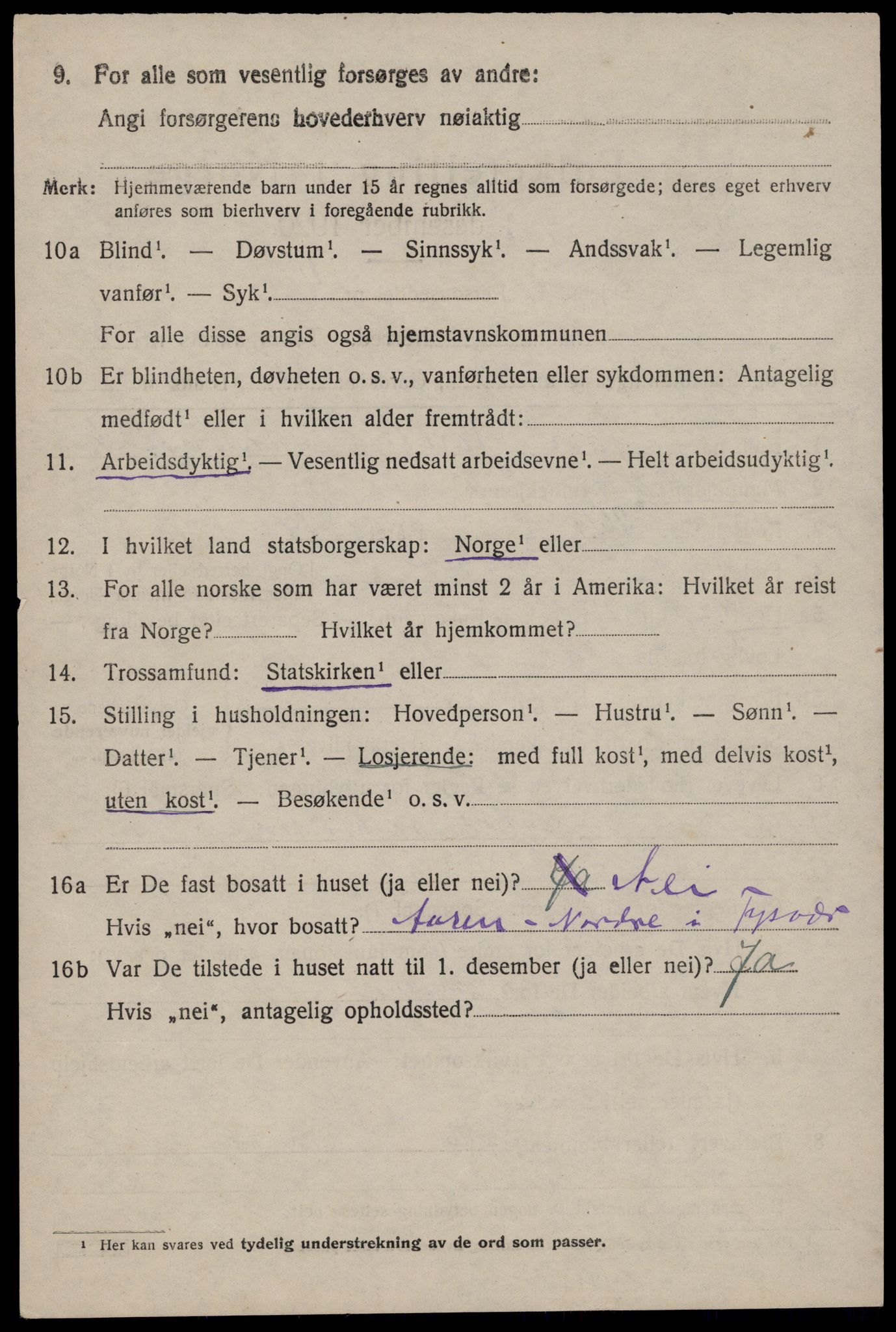 SAST, 1920 census for Tysvær, 1920, p. 3617