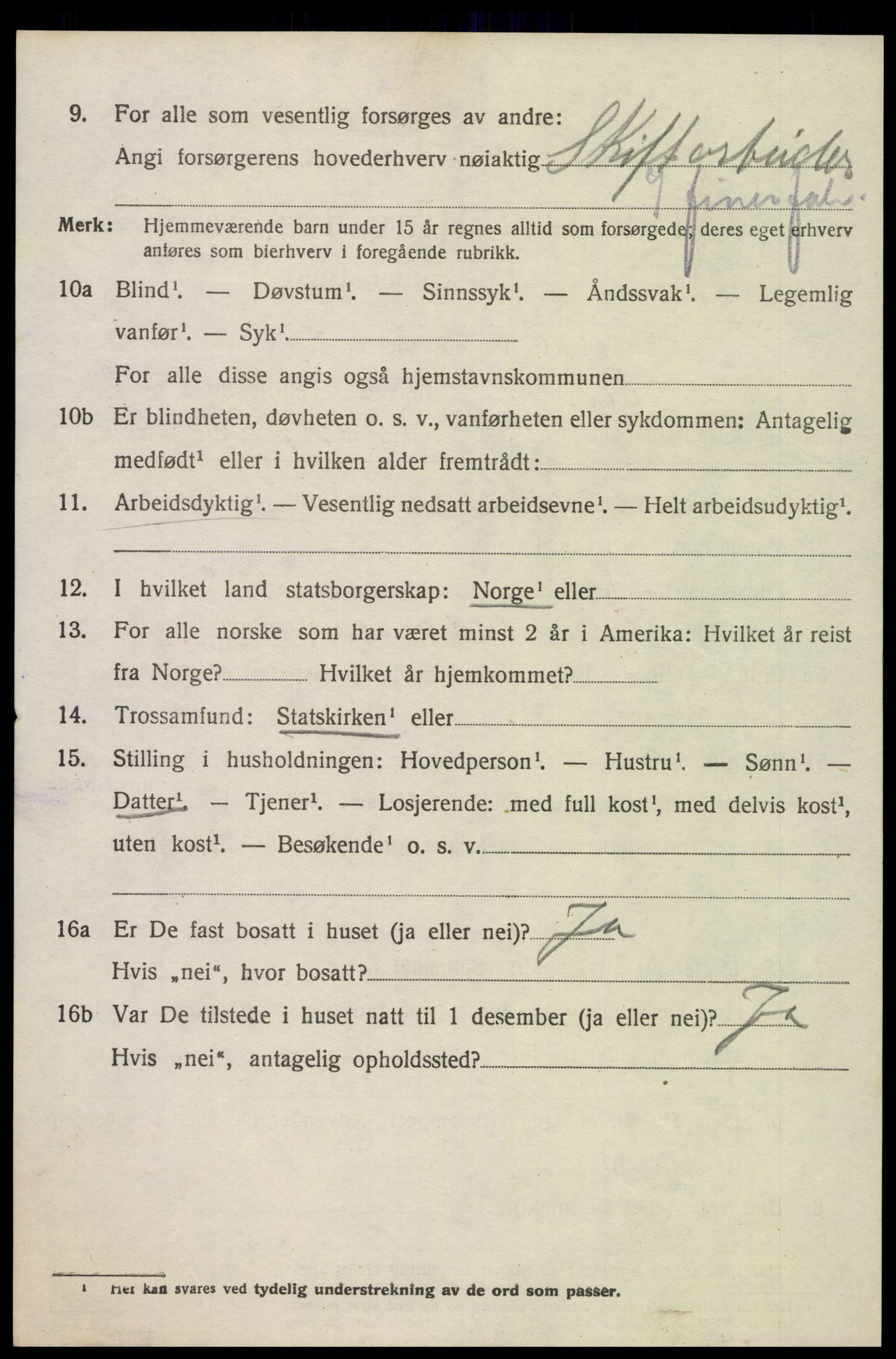 SAK, 1920 census for Oddernes, 1920, p. 5380