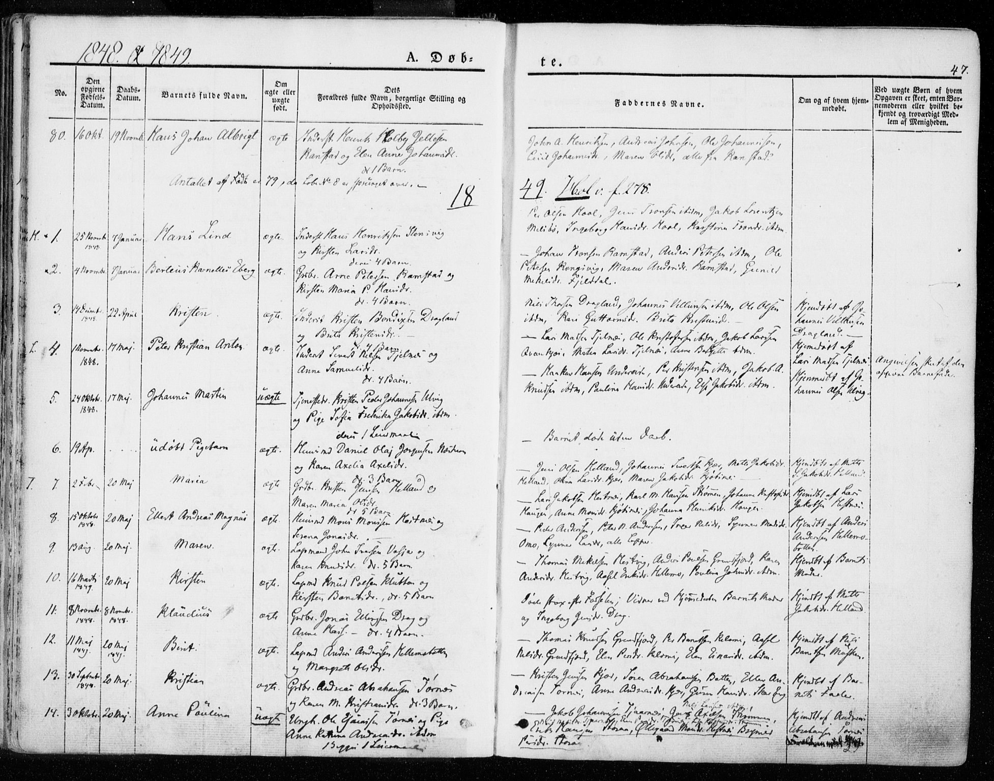 Ministerialprotokoller, klokkerbøker og fødselsregistre - Nordland, SAT/A-1459/872/L1033: Parish register (official) no. 872A08, 1840-1863, p. 47