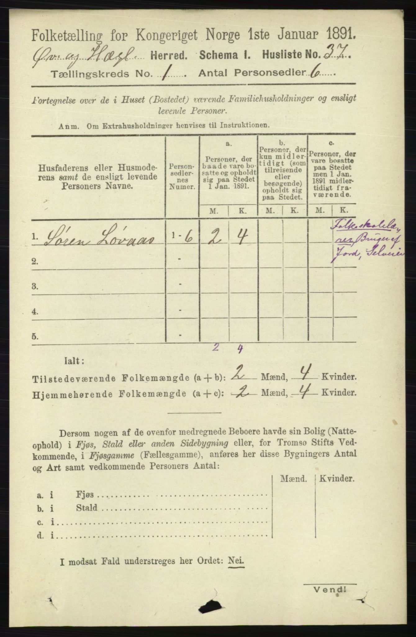 RA, 1891 census for 1016 Øvrebø og Hægeland, 1891, p. 64