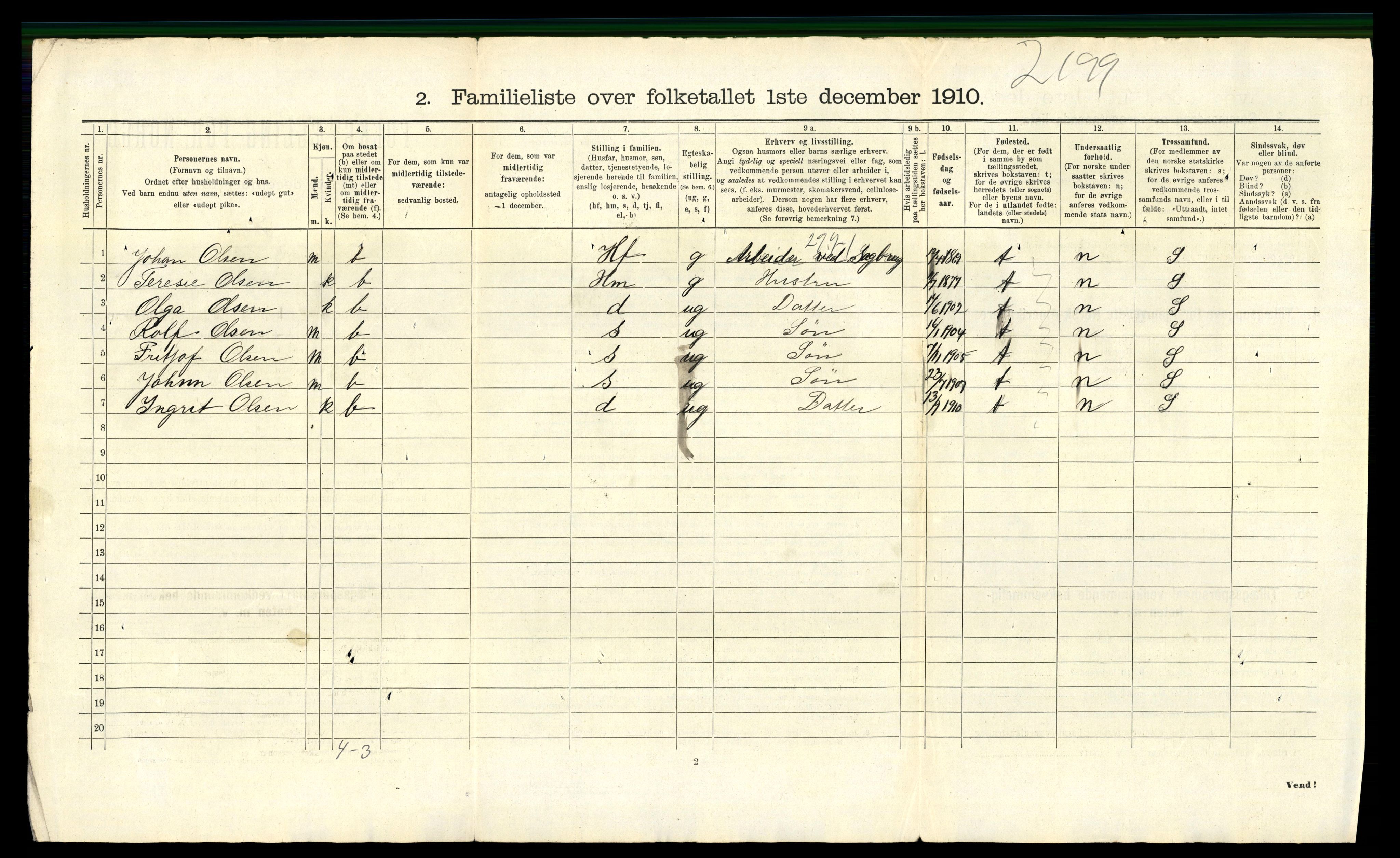 RA, 1910 census for Kristiansand, 1910, p. 8109