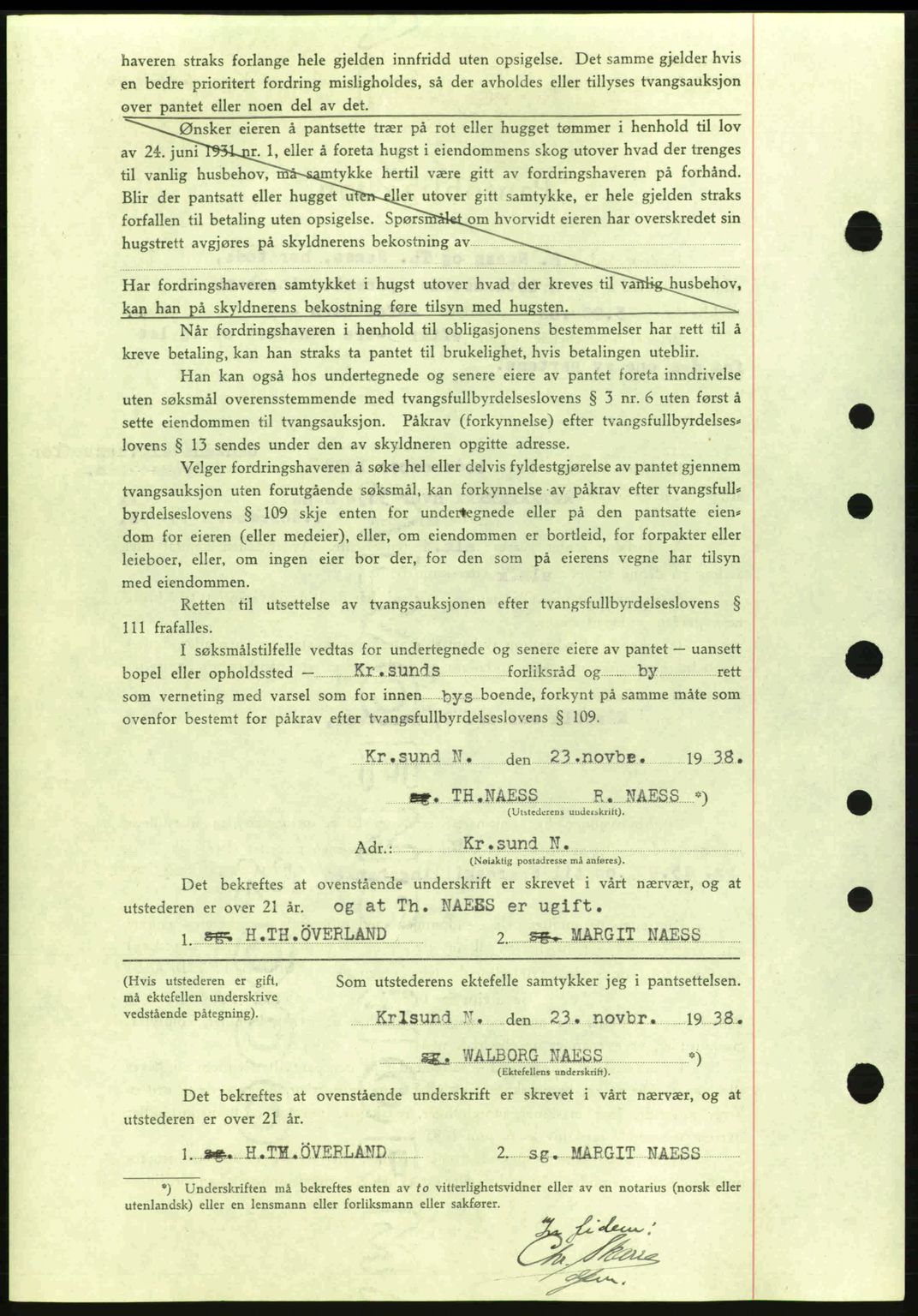 Kristiansund byfogd, AV/SAT-A-4587/A/27: Mortgage book no. 31, 1938-1939, Diary no: : 874/1938