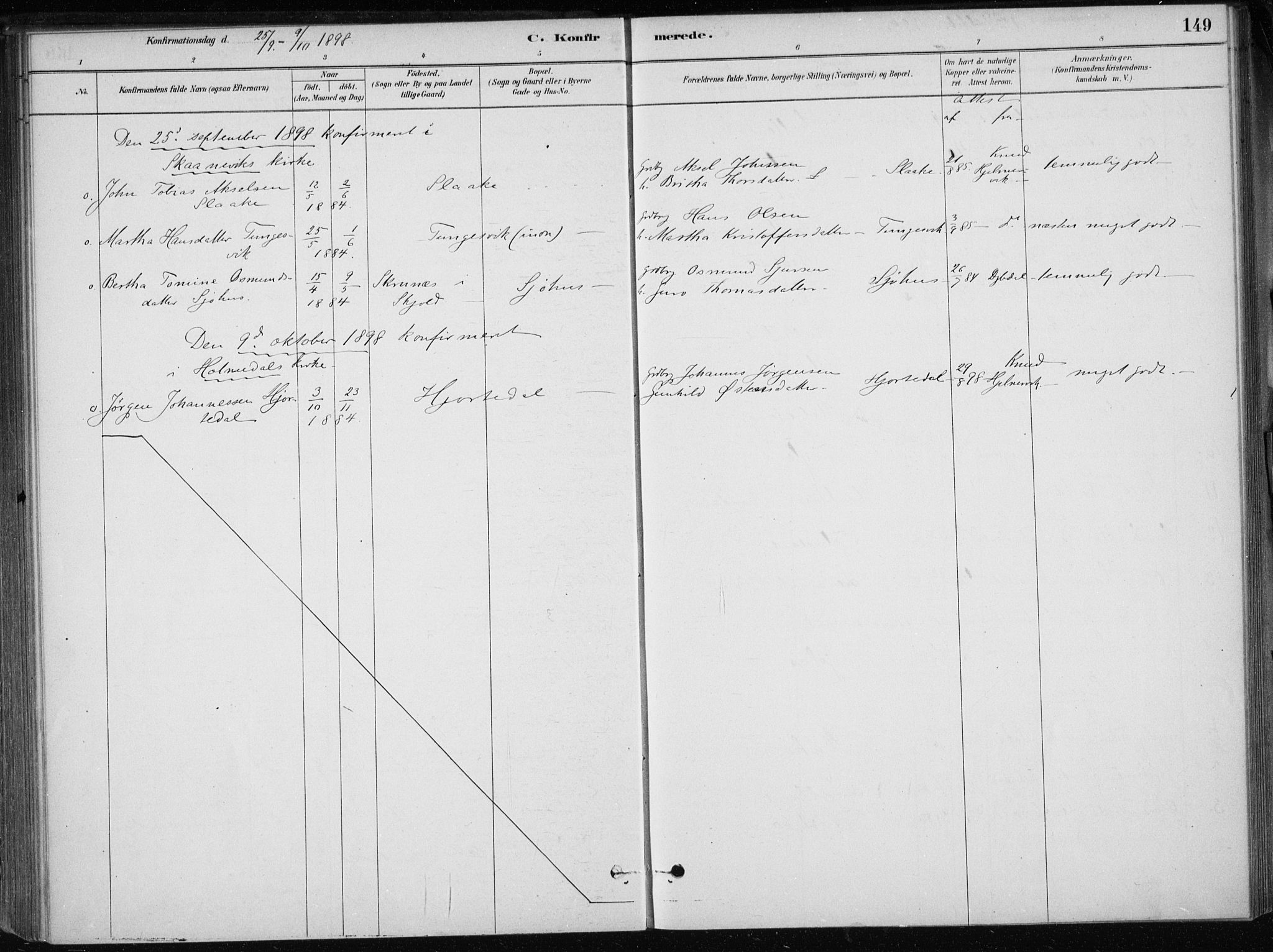 Skånevik sokneprestembete, AV/SAB-A-77801/H/Haa: Parish register (official) no. E  1, 1879-1901, p. 149