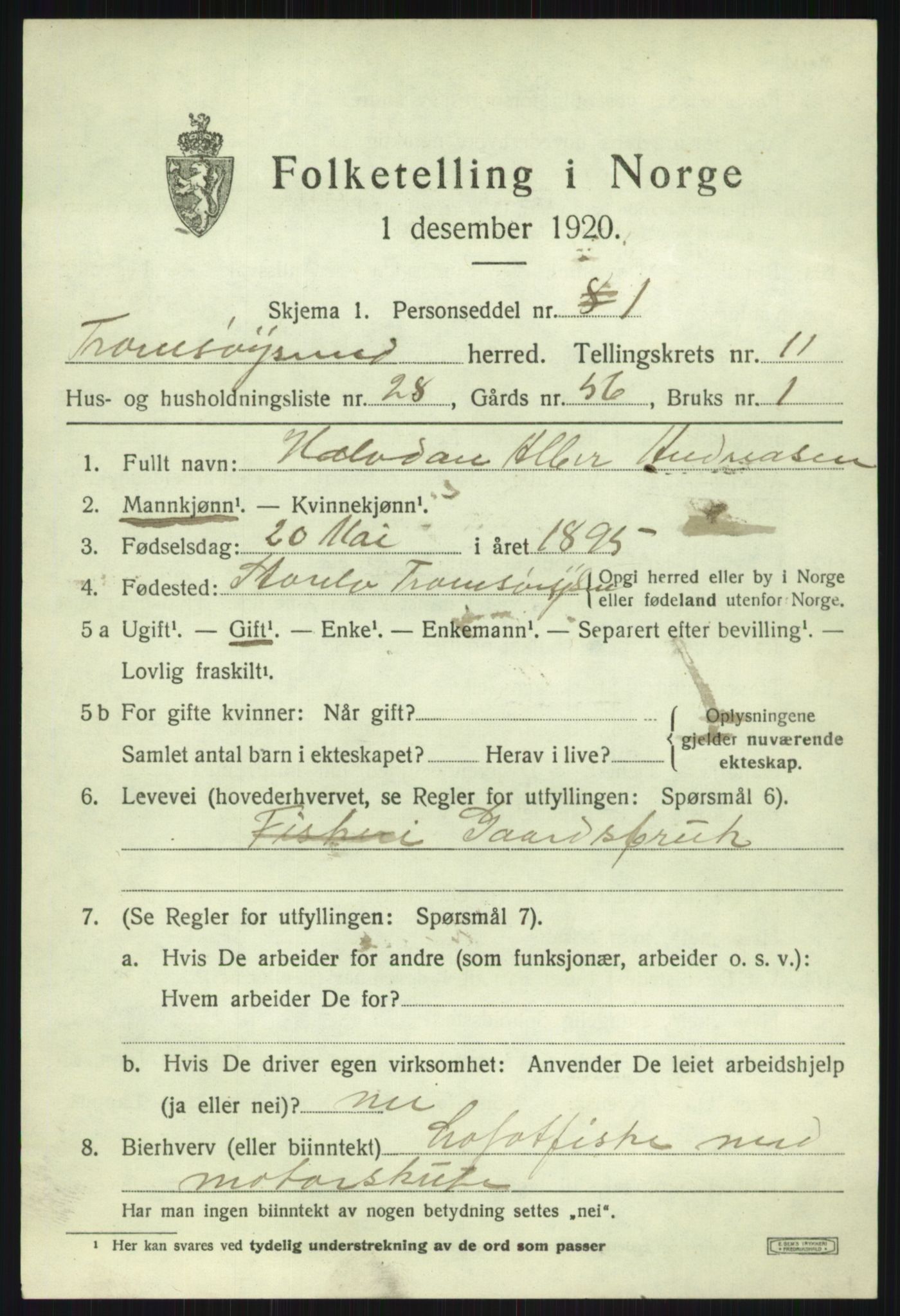 SATØ, 1920 census for Tromsøysund, 1920, p. 7566