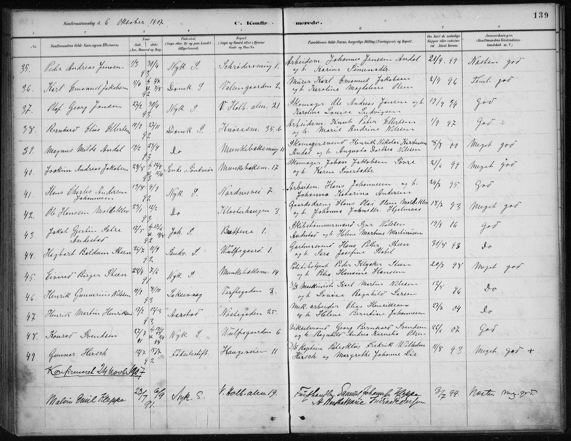 Nykirken Sokneprestembete, AV/SAB-A-77101/H/Haa/L0027: Parish register (official) no. C 6, 1886-1913, p. 139