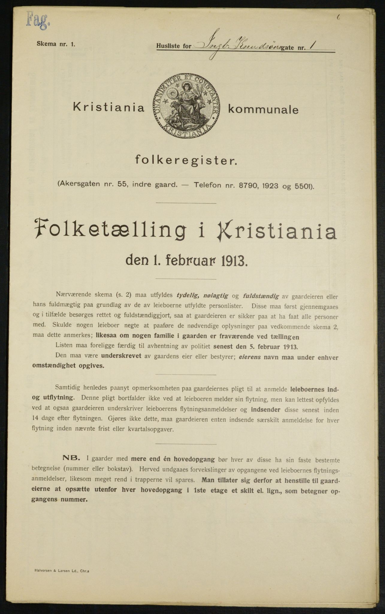 OBA, Municipal Census 1913 for Kristiania, 1913, p. 43634