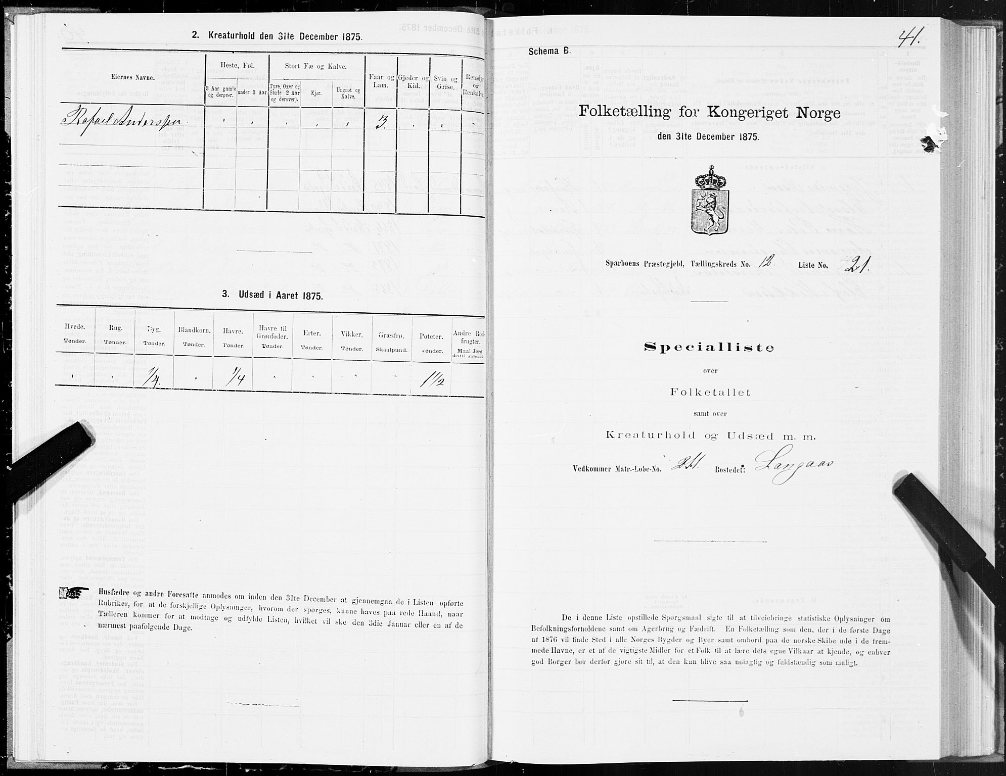 SAT, 1875 census for 1731P Sparbu, 1875, p. 5041