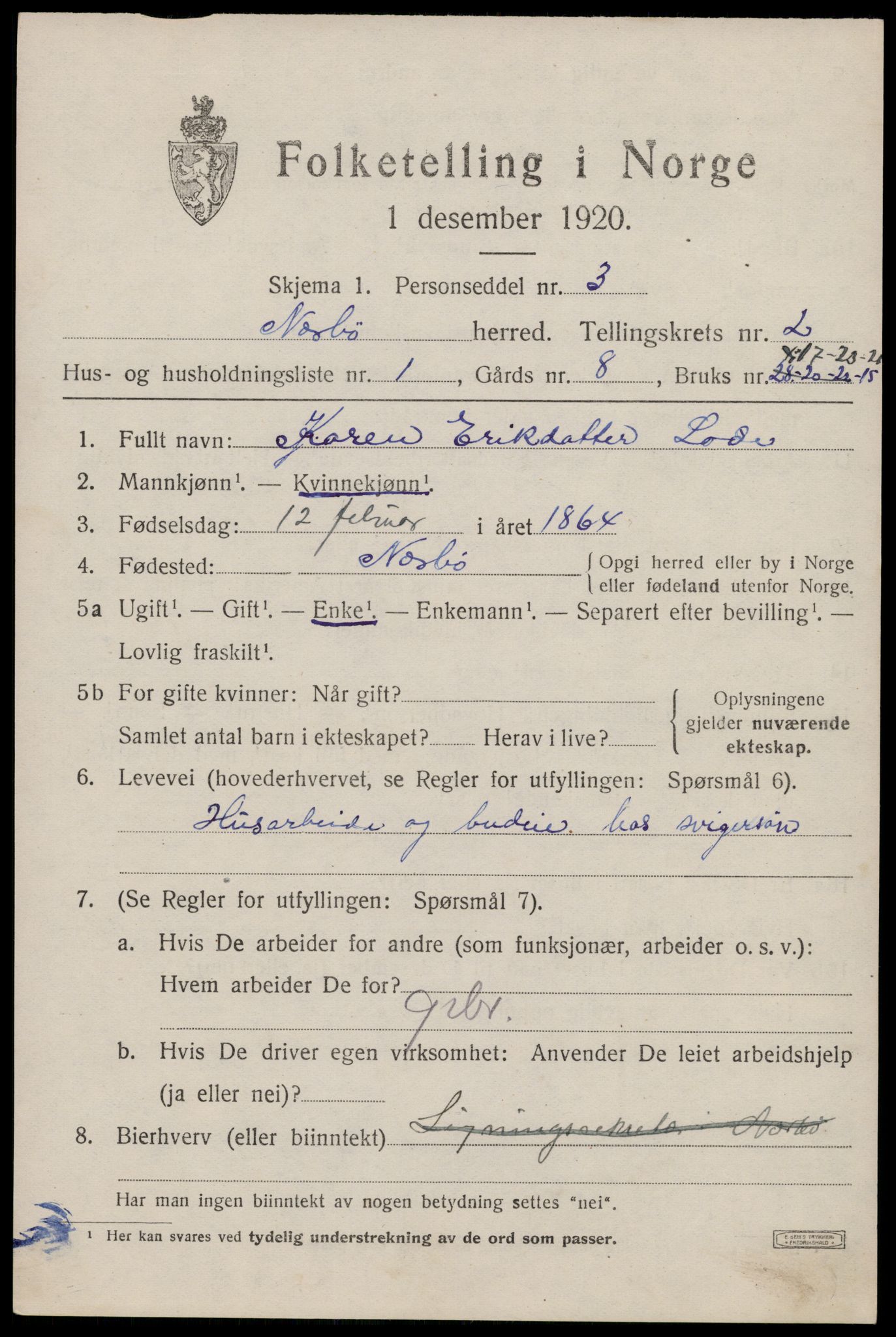 SAST, 1920 census for Nærbø, 1920, p. 1363