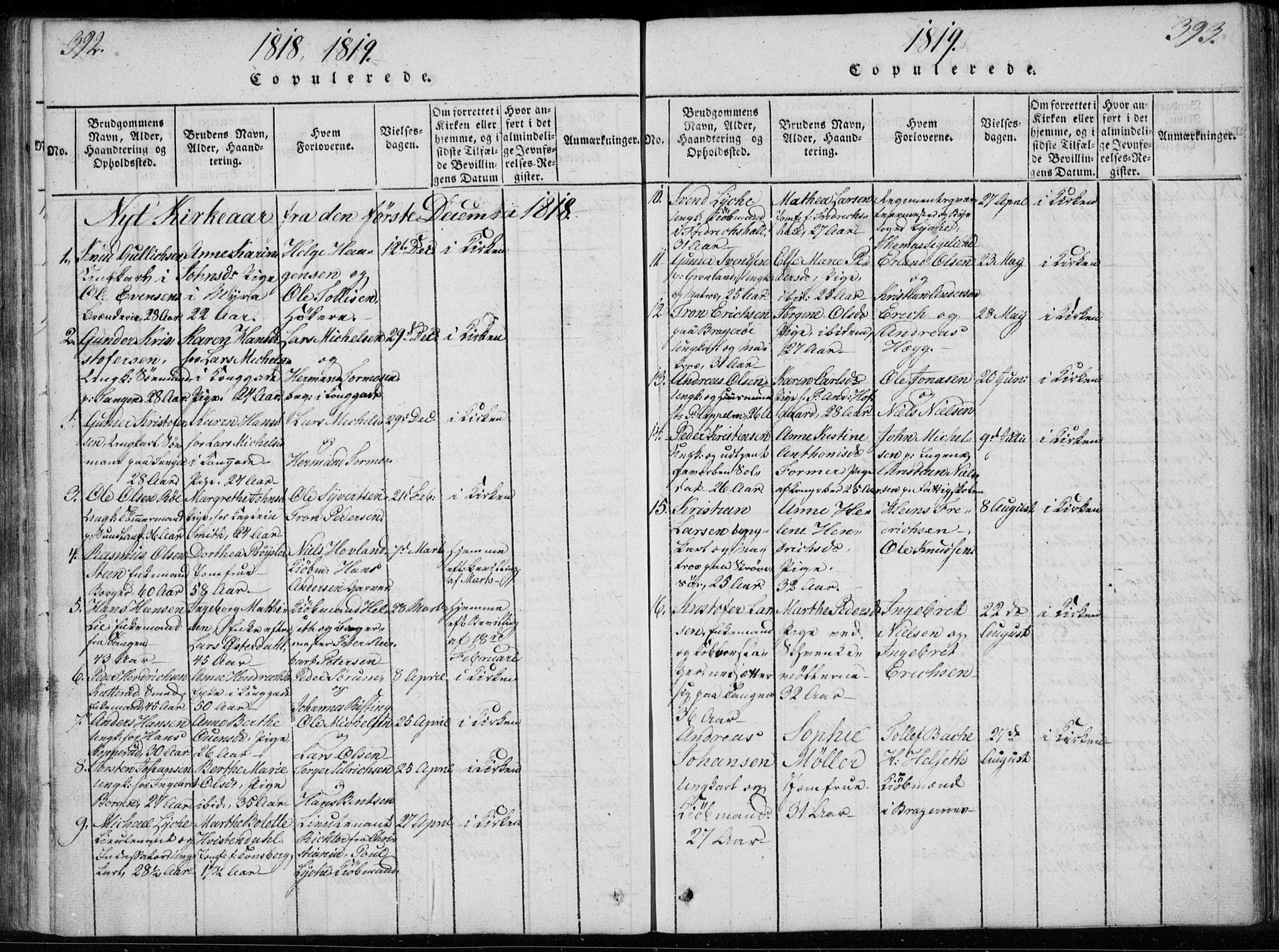 Bragernes kirkebøker, SAKO/A-6/F/Fa/L0007: Parish register (official) no. I 7, 1815-1829, p. 392-393