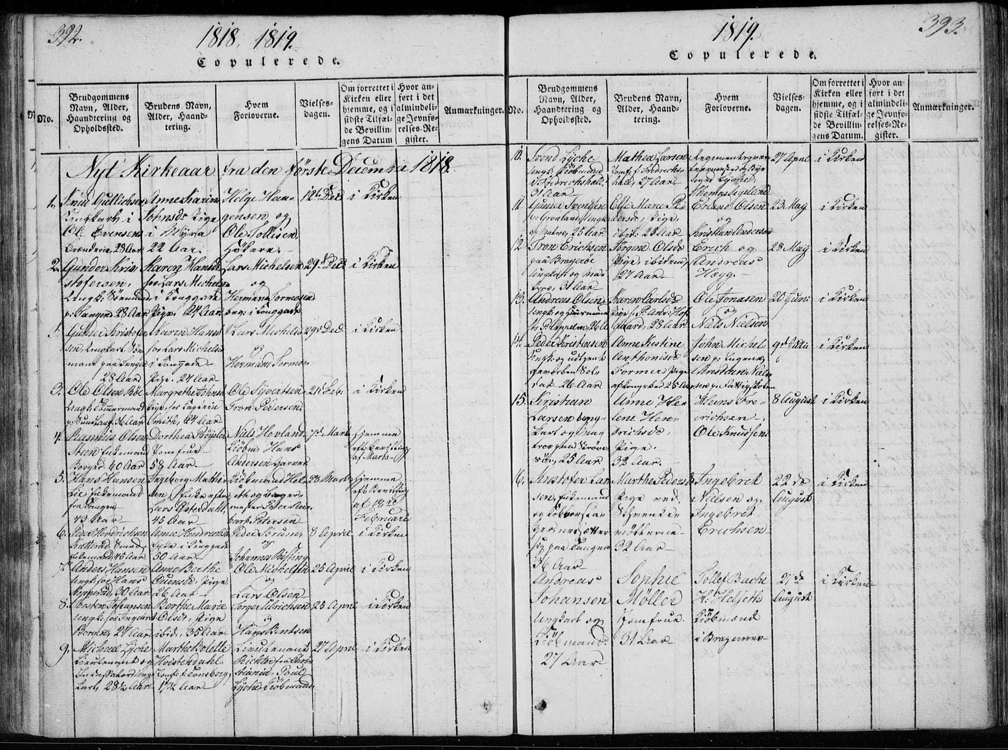 Bragernes kirkebøker, AV/SAKO-A-6/F/Fa/L0007: Parish register (official) no. I 7, 1815-1829, p. 392-393