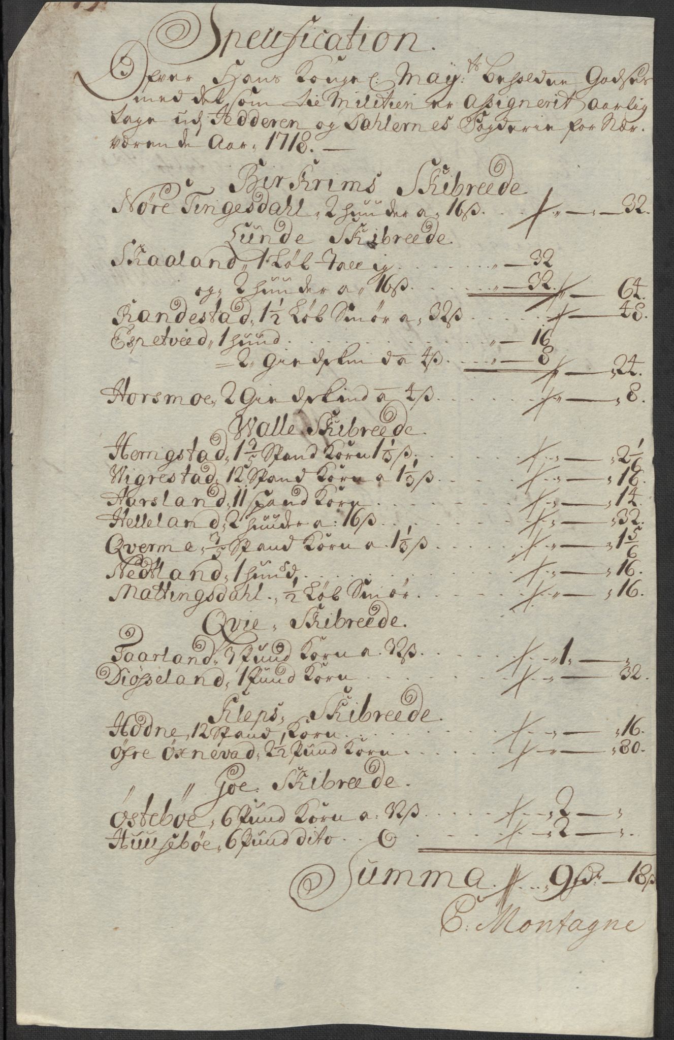 Rentekammeret inntil 1814, Reviderte regnskaper, Fogderegnskap, RA/EA-4092/R46/L2743: Fogderegnskap Jæren og Dalane, 1718, p. 105