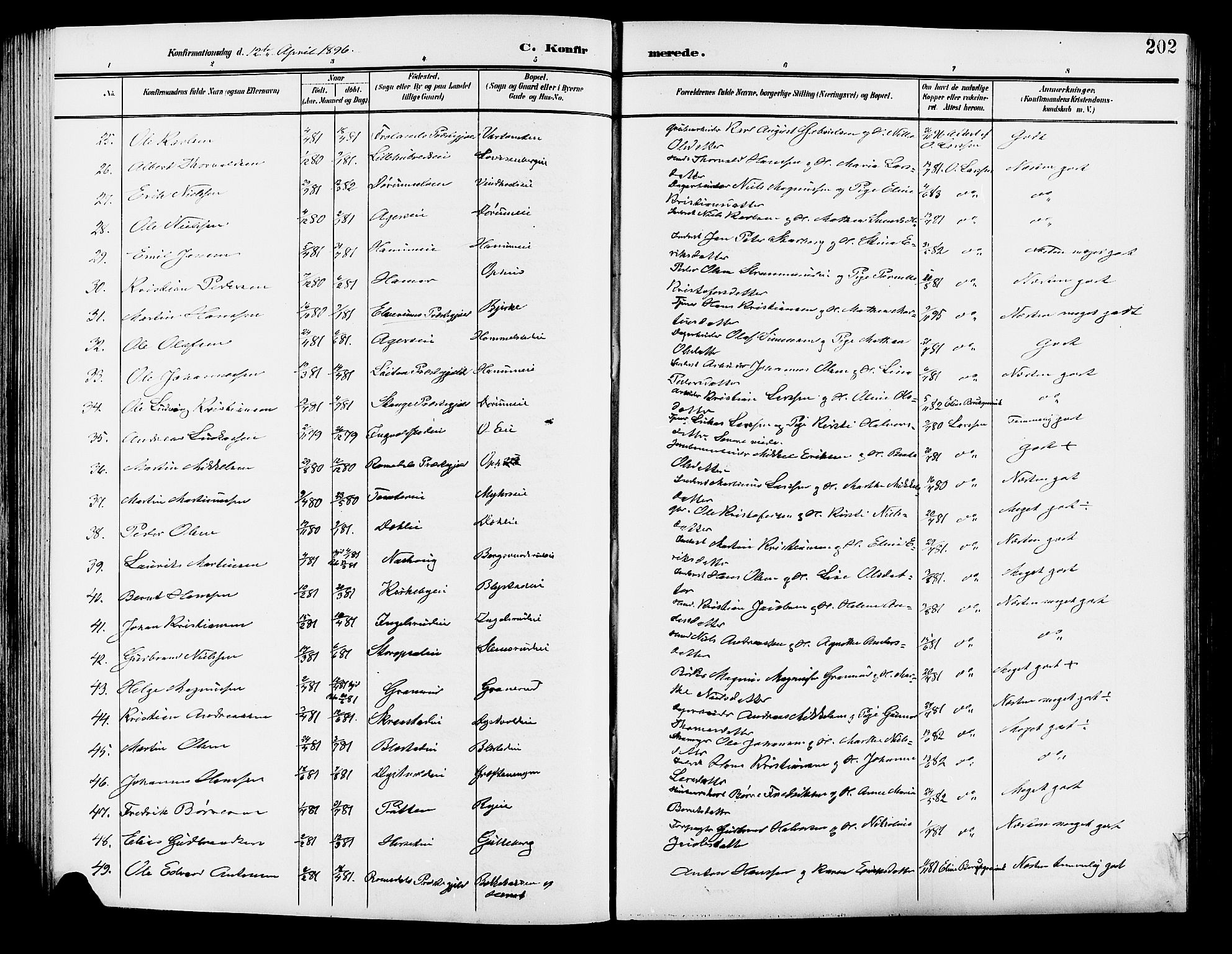 Vang prestekontor, Hedmark, AV/SAH-PREST-008/H/Ha/Hab/L0014: Parish register (copy) no. 14, 1896-1914, p. 202