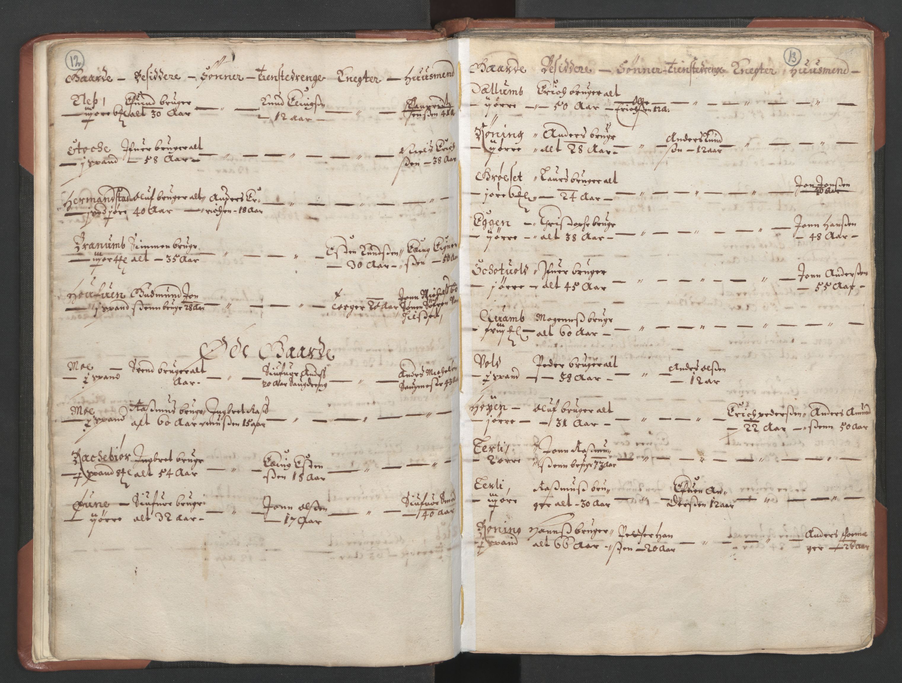 RA, Bailiff's Census 1664-1666, no. 18: Gauldal fogderi, Strinda fogderi and Orkdal fogderi, 1664, p. 12-13