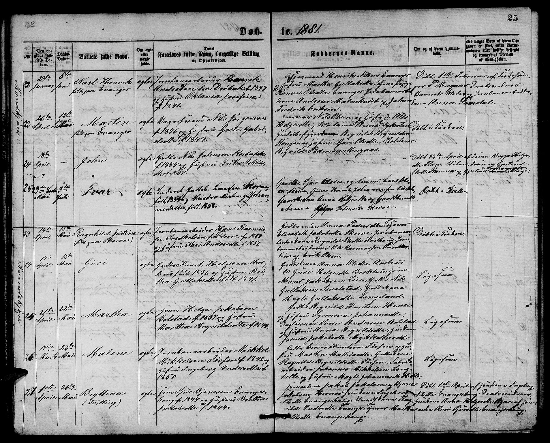 Evanger sokneprestembete, AV/SAB-A-99924: Parish register (copy) no. A 3, 1875-1887, p. 25