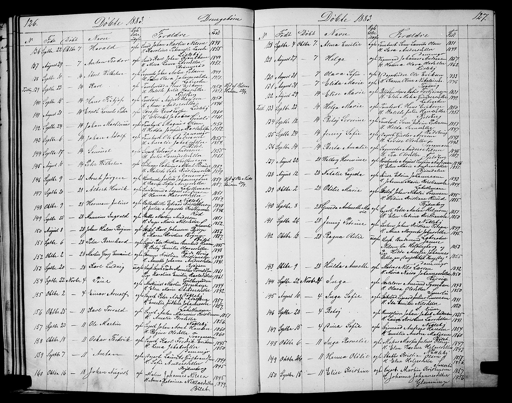 Glemmen prestekontor Kirkebøker, SAO/A-10908/G/Ga/L0005: Parish register (copy) no. 5, 1876-1893, p. 126-127