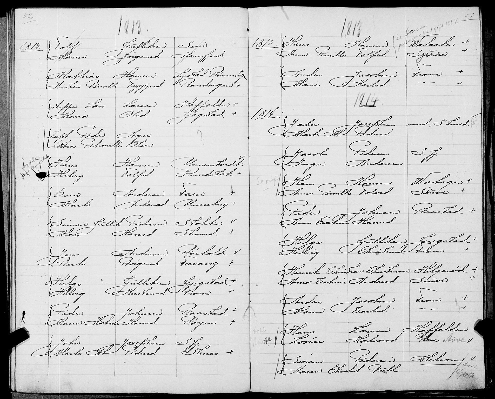 Sandar sokneprestkontor, SAKO/A-242/Y/Ya/L0006: Other parish register no. 1 /1, 1709-1871, p. 52-53