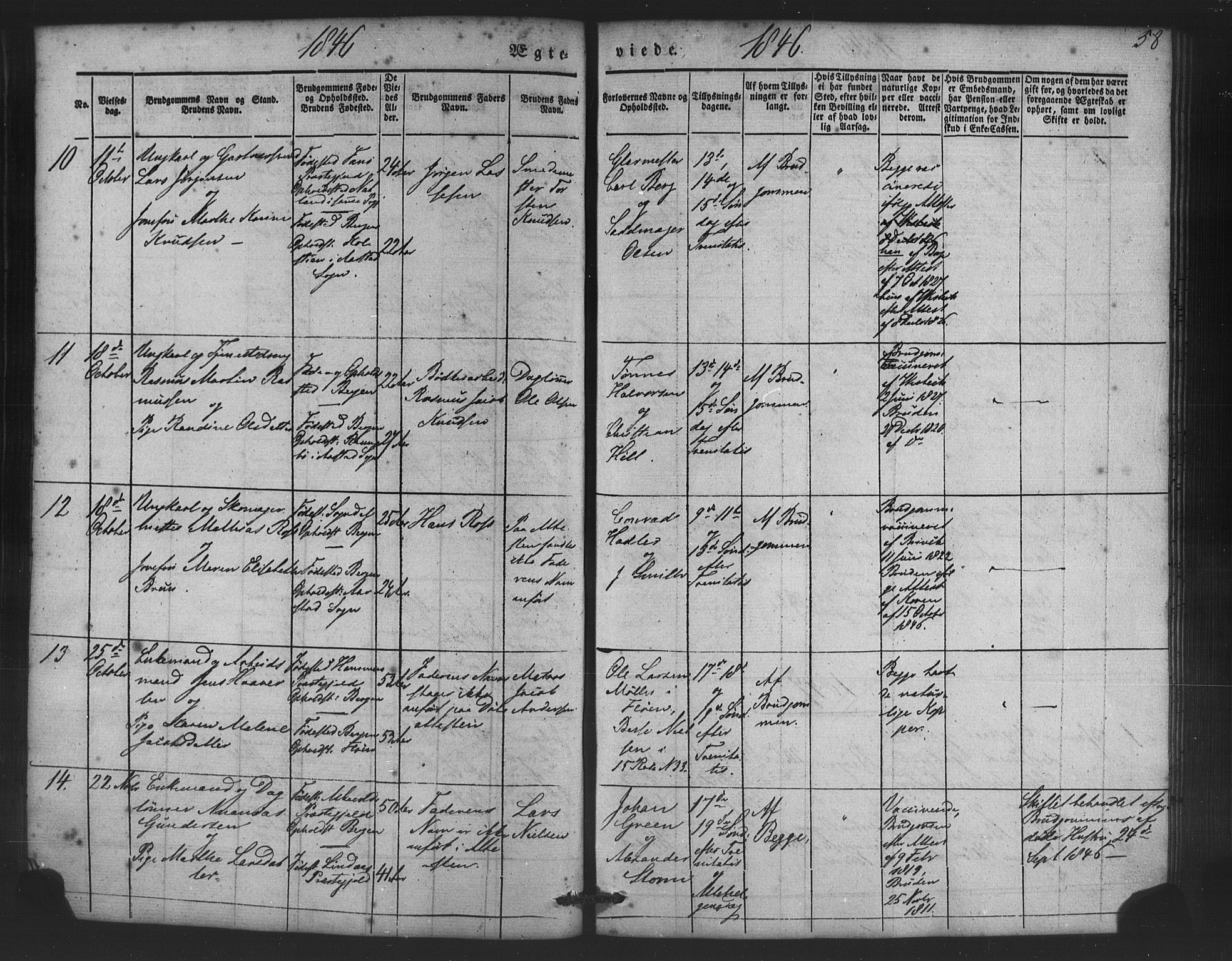 St. Jørgens hospital og Årstad sokneprestembete, AV/SAB-A-99934: Parish register (copy) no. A 5, 1844-1871, p. 58