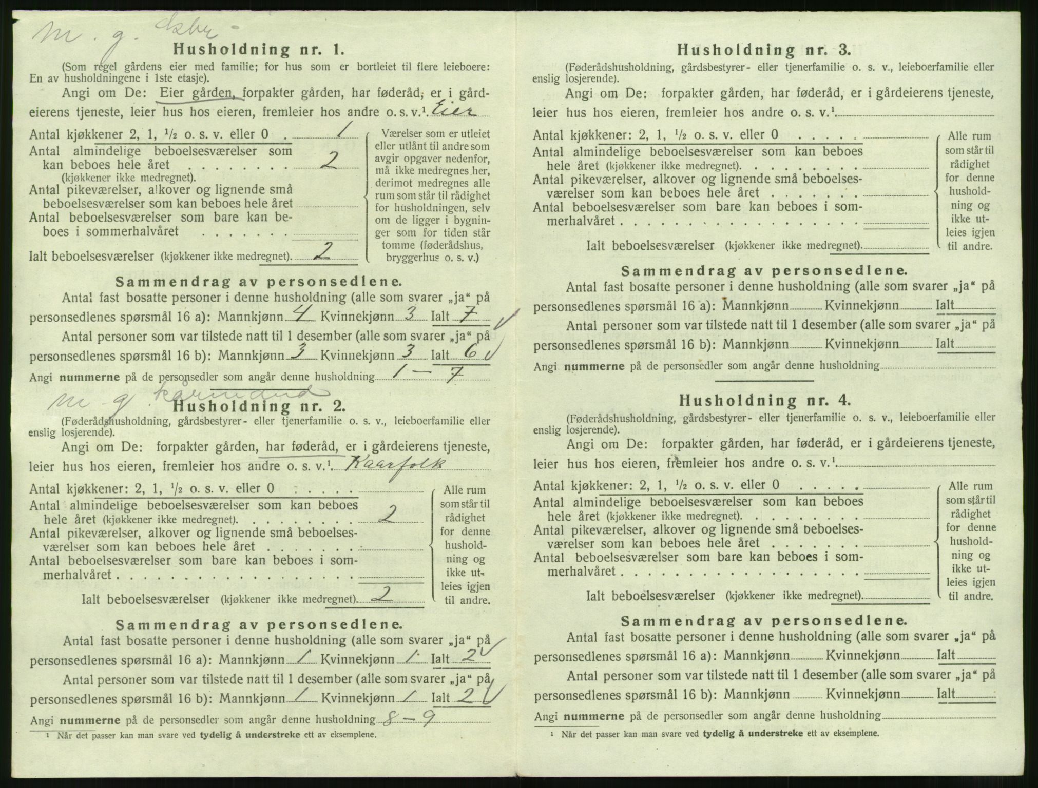 SAT, 1920 census for Veøy, 1920, p. 880