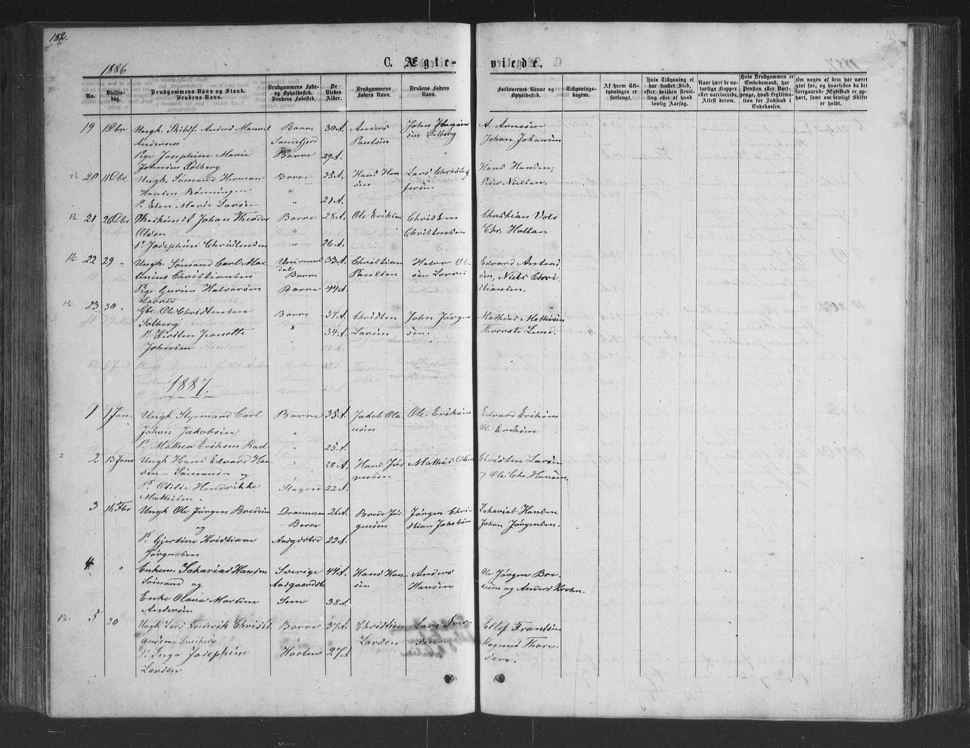 Borre kirkebøker, AV/SAKO-A-338/G/Ga/L0003: Parish register (copy) no. I 3, 1871-1892, p. 182