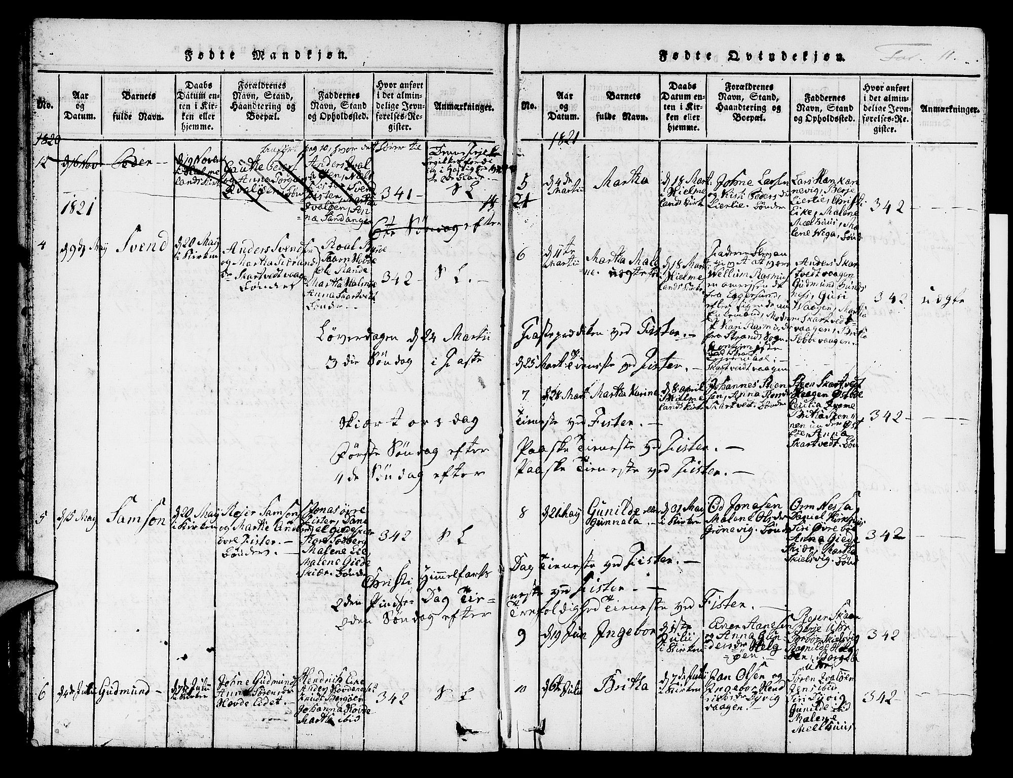 Hjelmeland sokneprestkontor, AV/SAST-A-101843/01/IV/L0004: Parish register (official) no. A 4, 1816-1834, p. 11