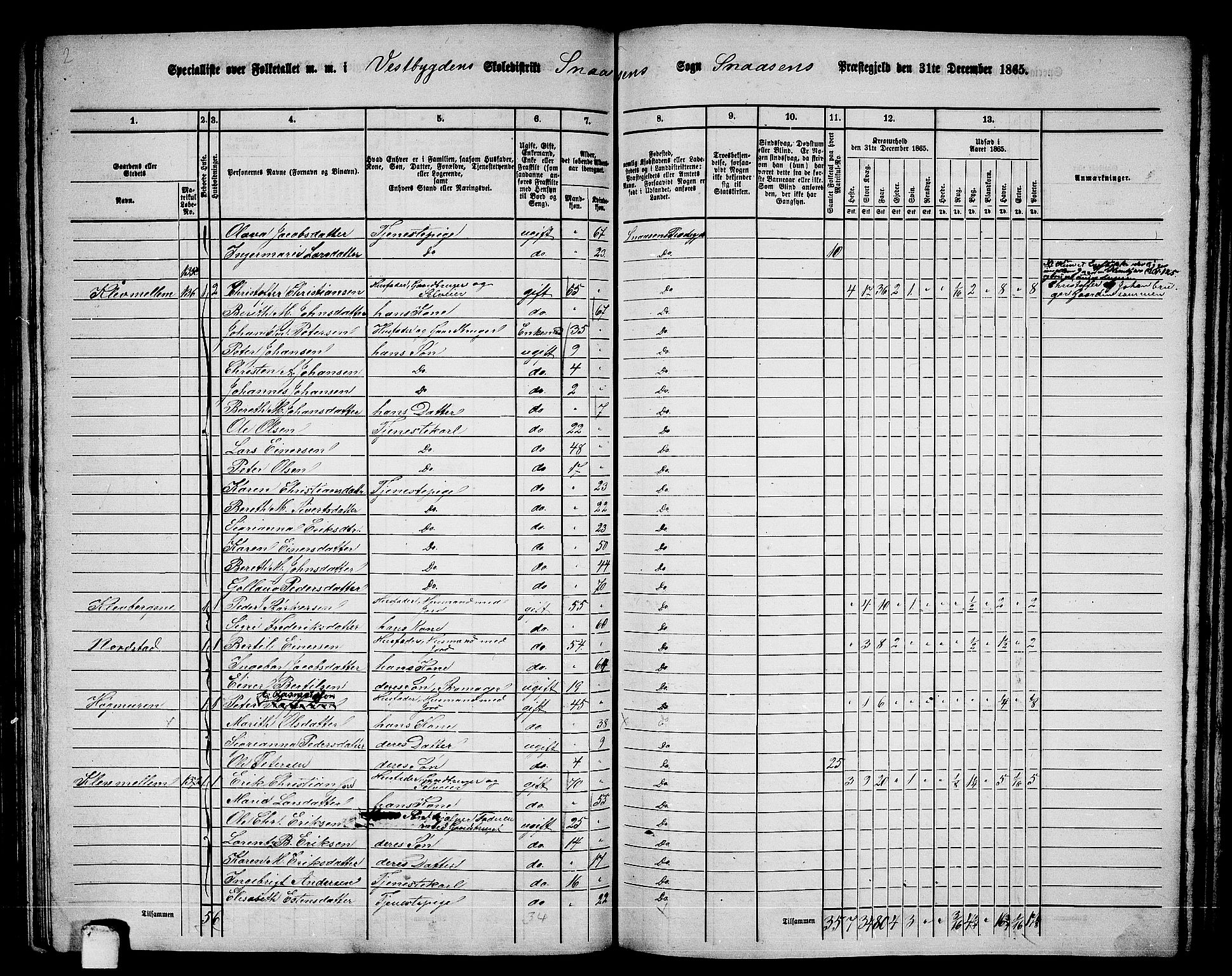 RA, 1865 census for Snåsa, 1865, p. 88