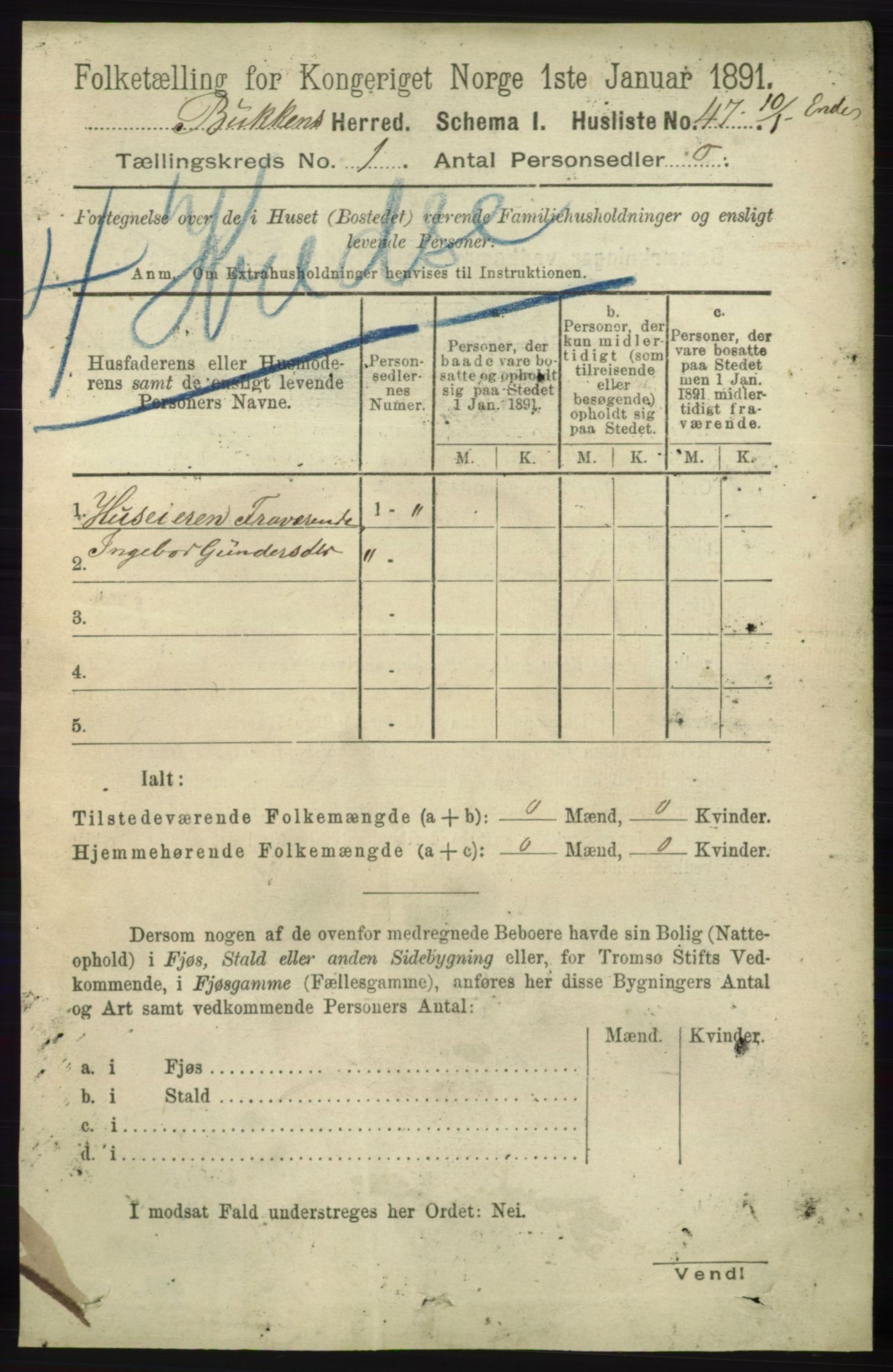 RA, 1891 census for 1145 Bokn, 1891, p. 61