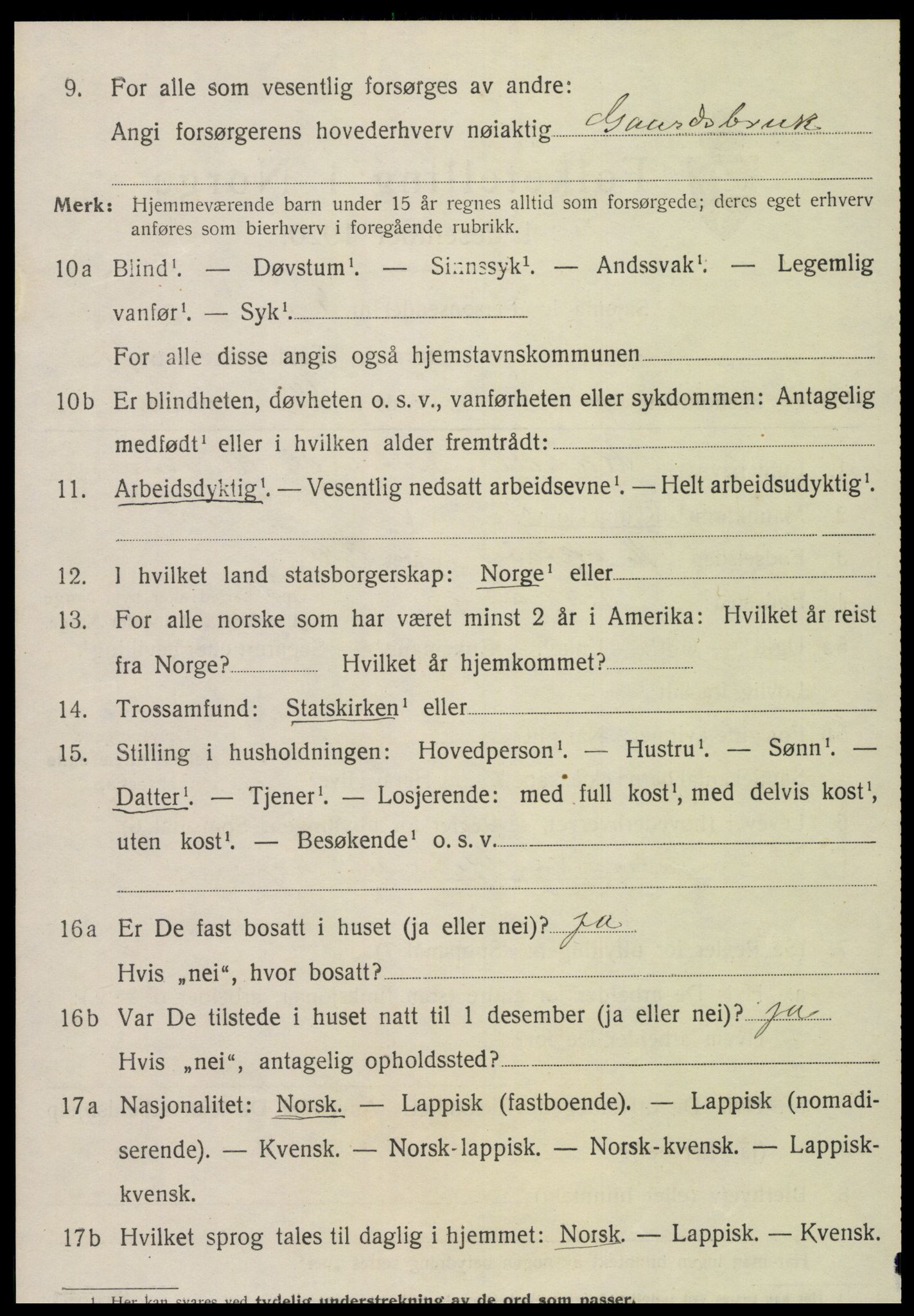 SAT, 1920 census for Snåsa, 1920, p. 5607